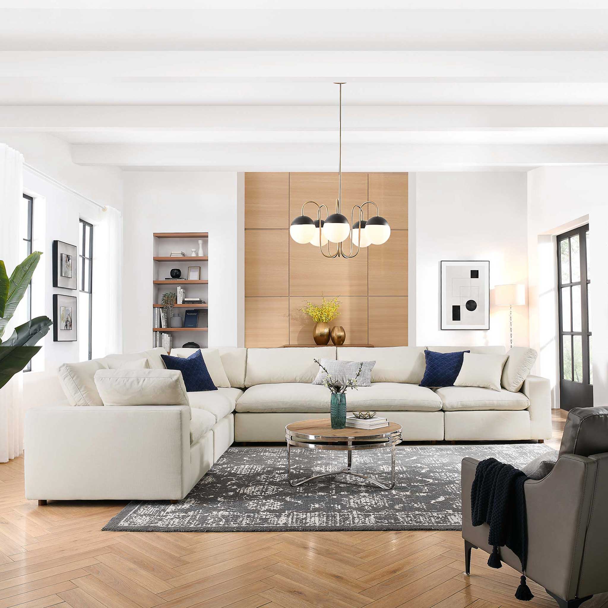 Carmen 6 Piece Modular Sectional Sofa Light Beige - Image 4