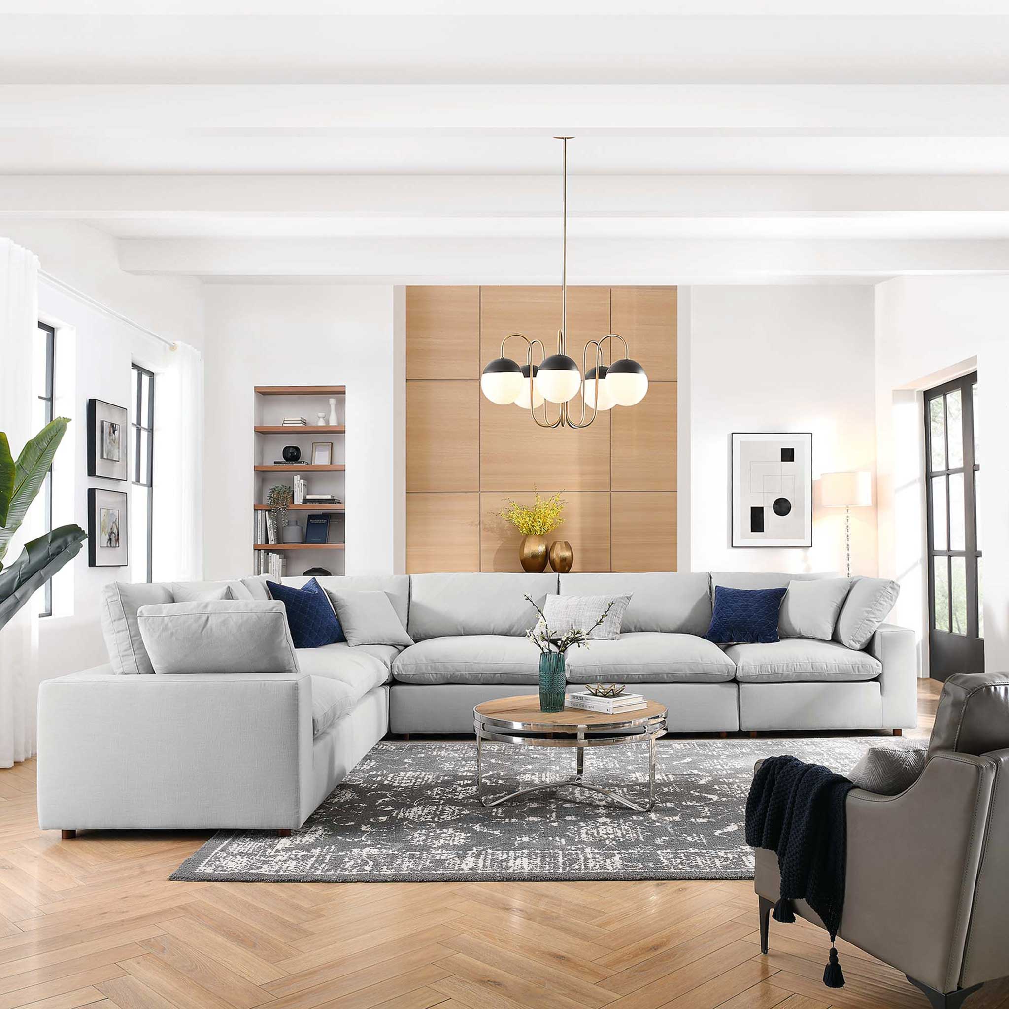Carmen 6 Piece Modular Sectional Sofa Light Gray - Image 4