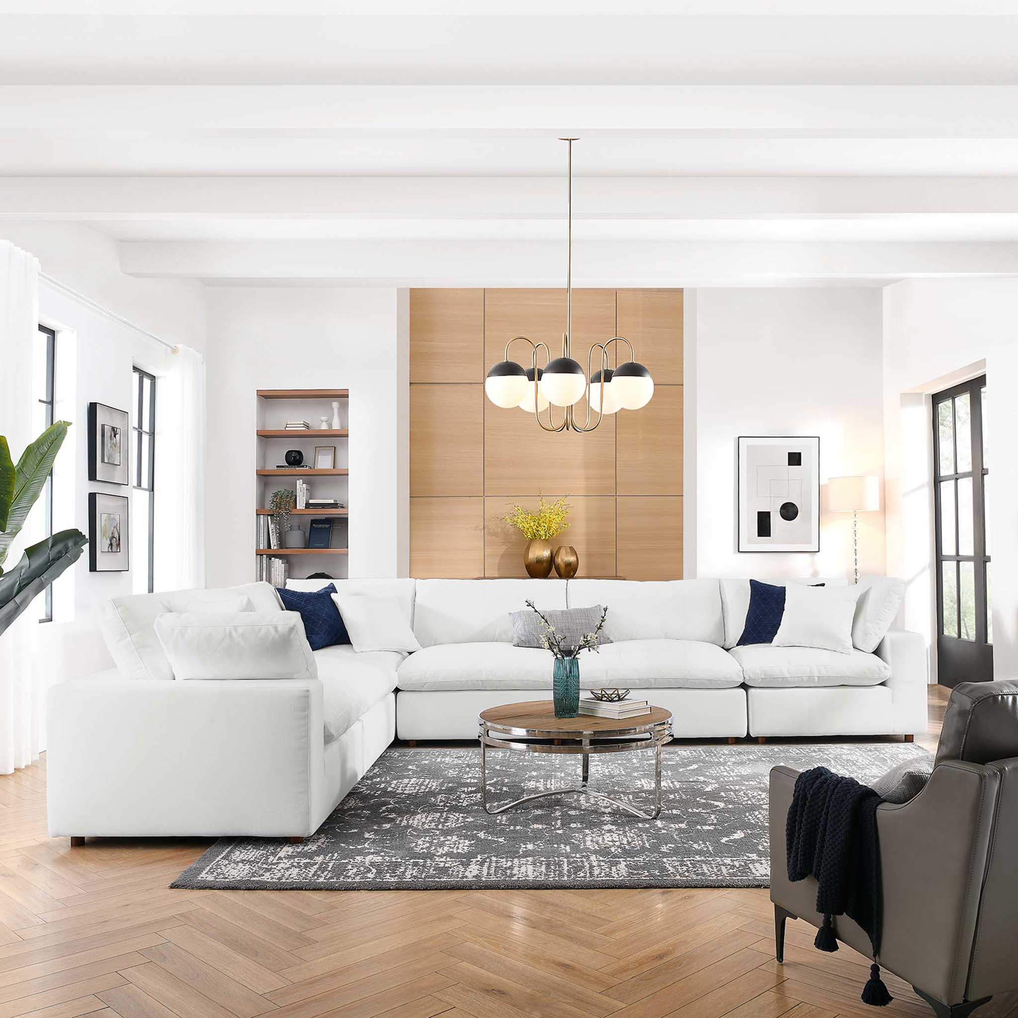 Carmen 6 Piece Modular Sectional Sofa Pure White - Image 4