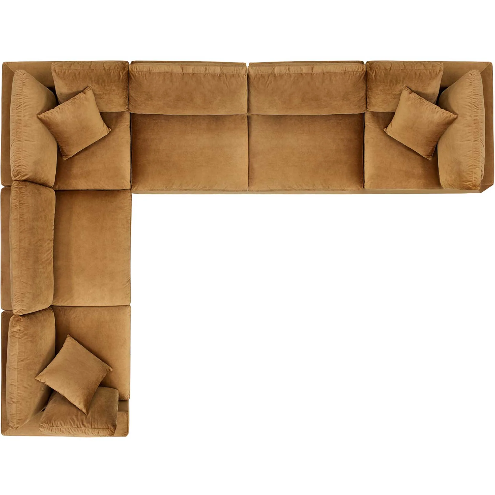 Carmen 6 Piece Modular Sectional Velvet Sofa Cognac - Image 2