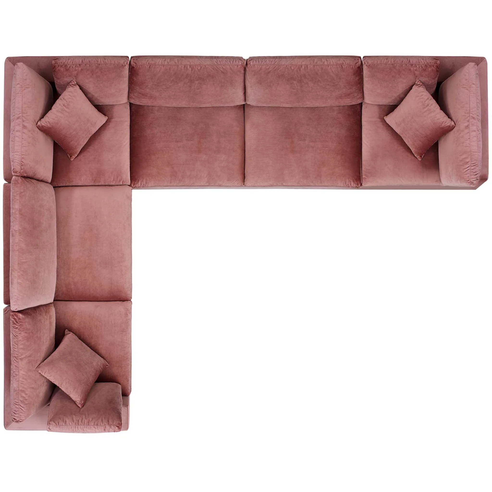 Carmen 6 Piece Modular Sectional Velvet Sofa Dusty Rose - Image 2