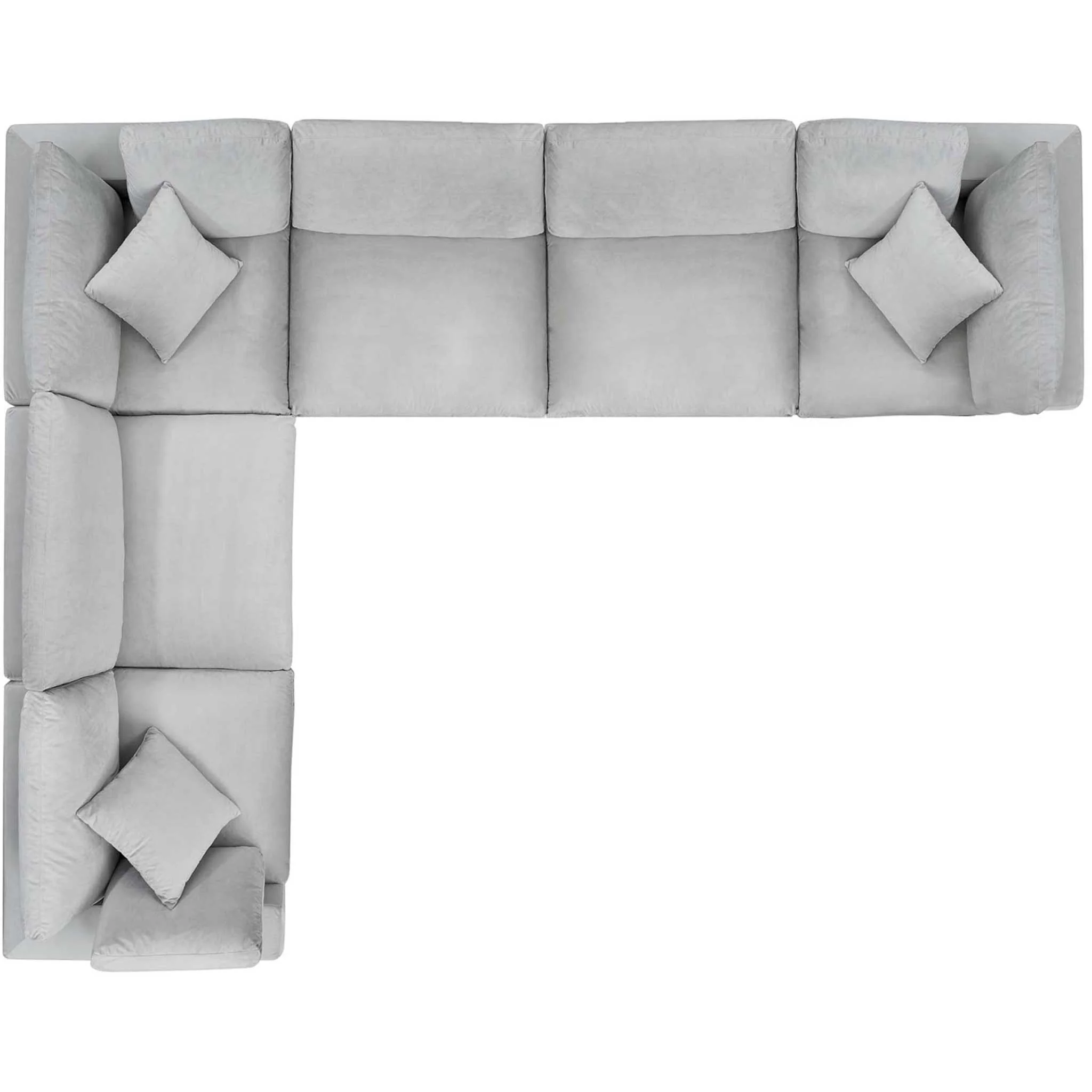 Carmen 6 Piece Modular Sectional Velvet Sofa Light Gray - Image 2