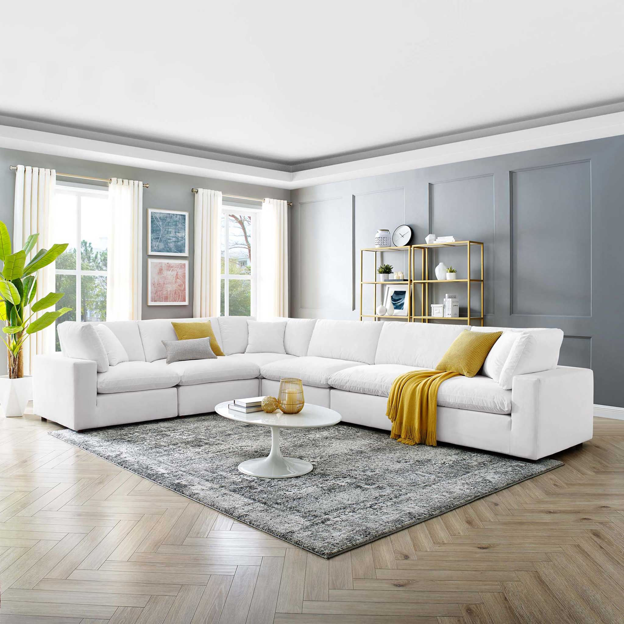 Carmen 6 Piece Modular Sectional Velvet Sofa White - Image 8
