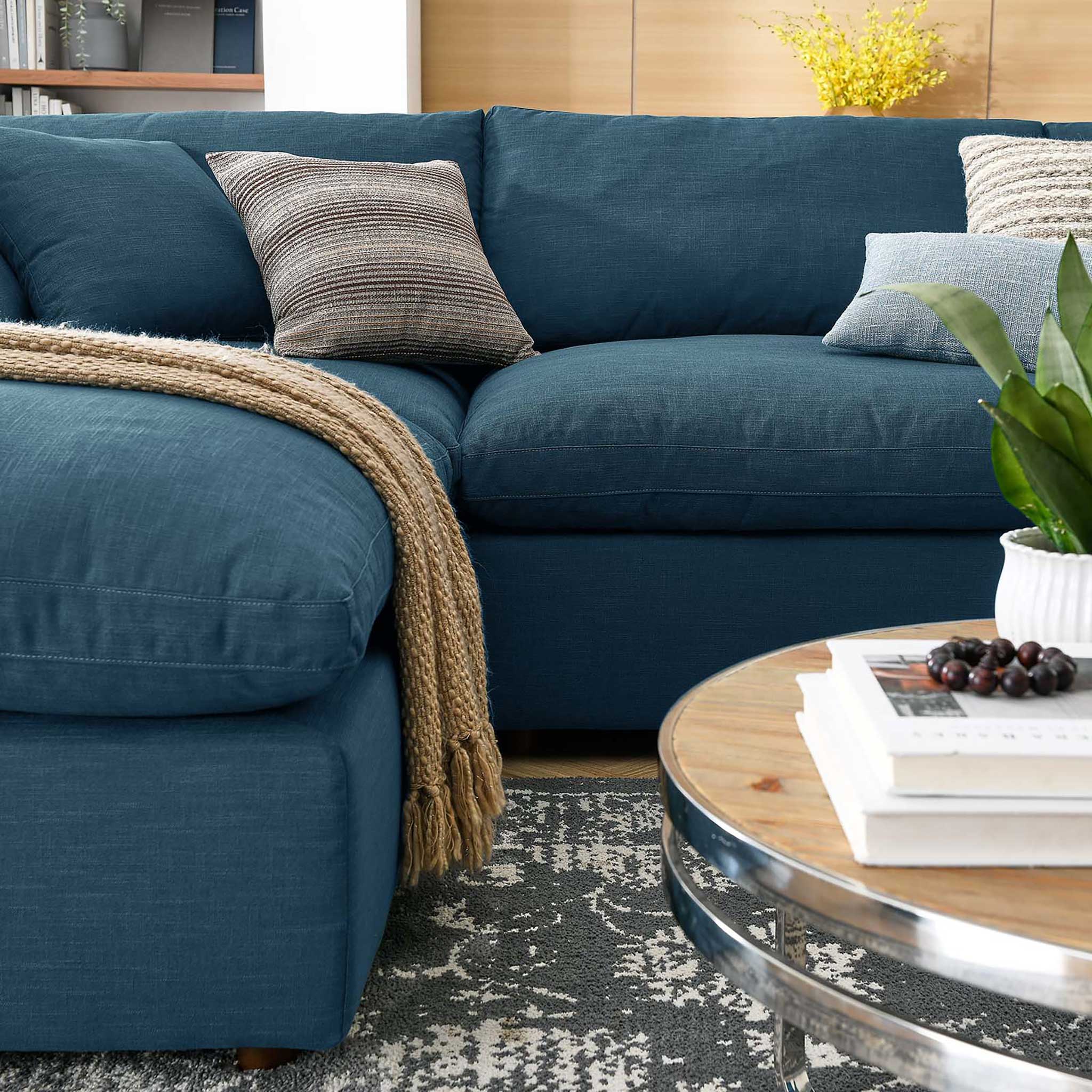 Carmen 6 Piece Modular Sofa with Ottomans Azure - Image 11