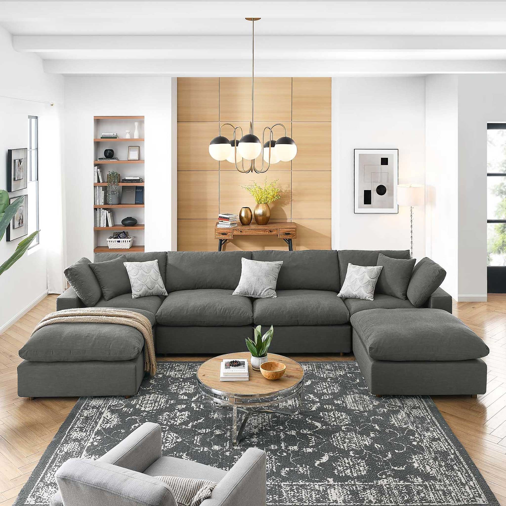 Carmen 6 Piece Modular Sofa with Ottomans Gray - Image 10