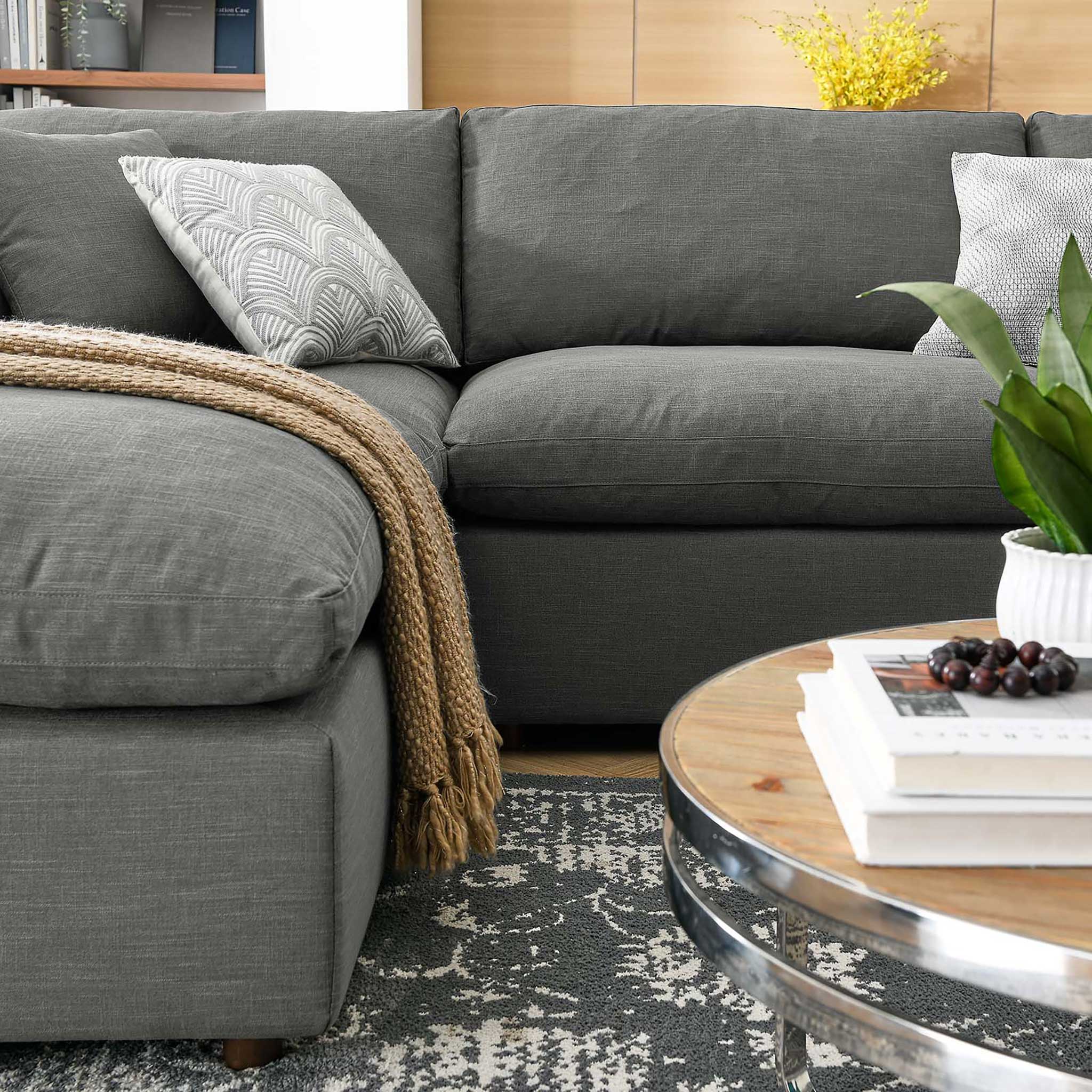 Carmen 6 Piece Modular Sofa with Ottomans Gray - Image 11