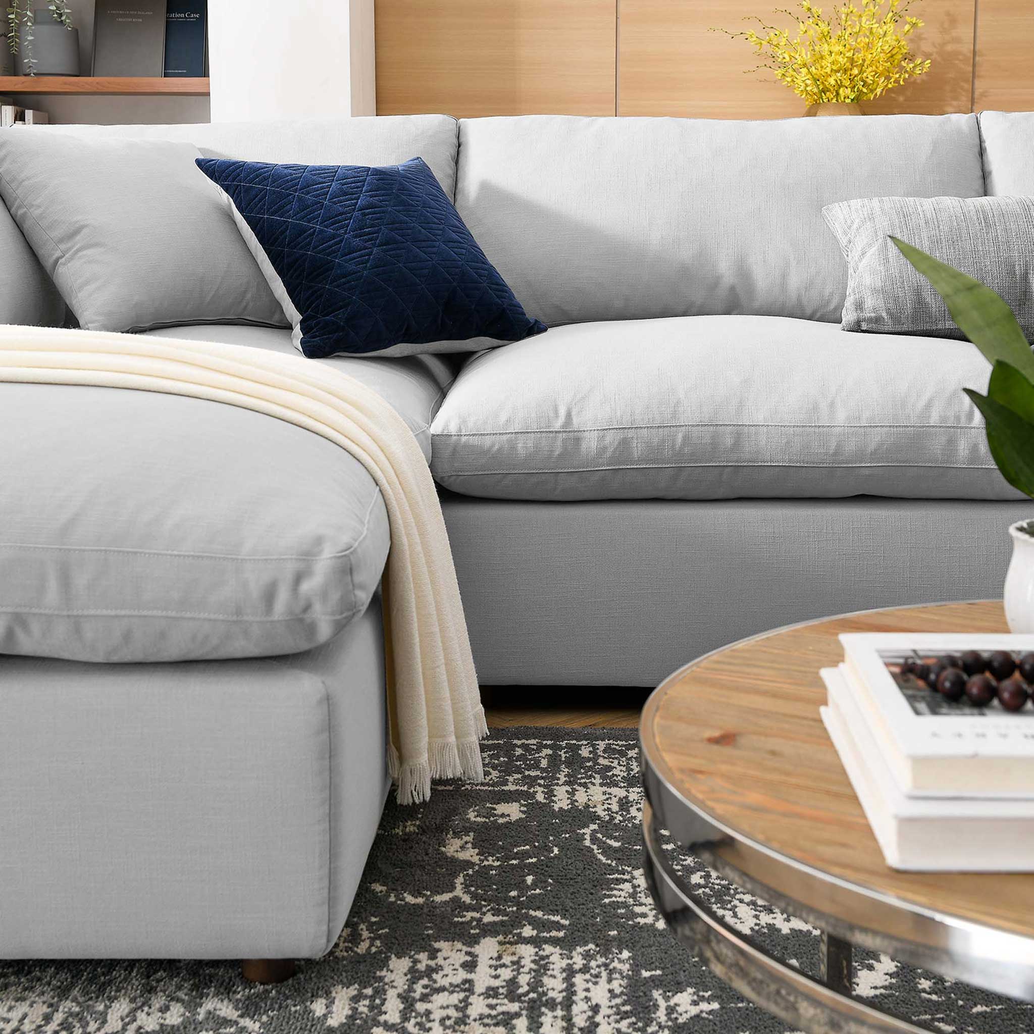 Carmen 6 Piece Modular Sofa with Ottomans Light Gray - Image 11