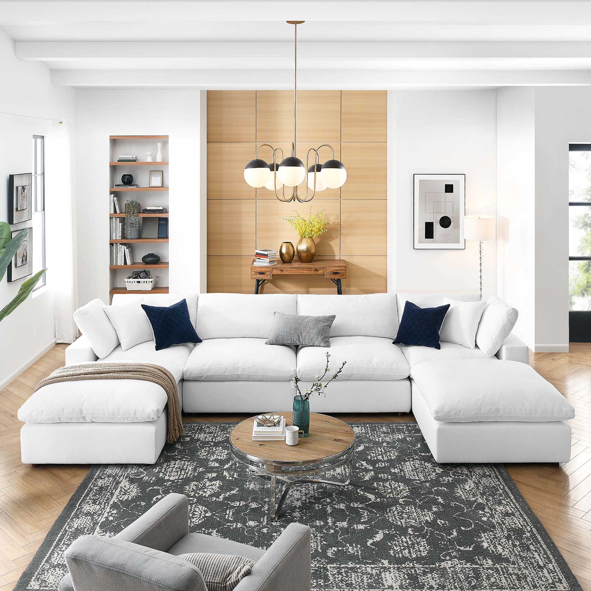 Carmen 6 Piece Modular Sofa with Ottomans Pure White - Image 10