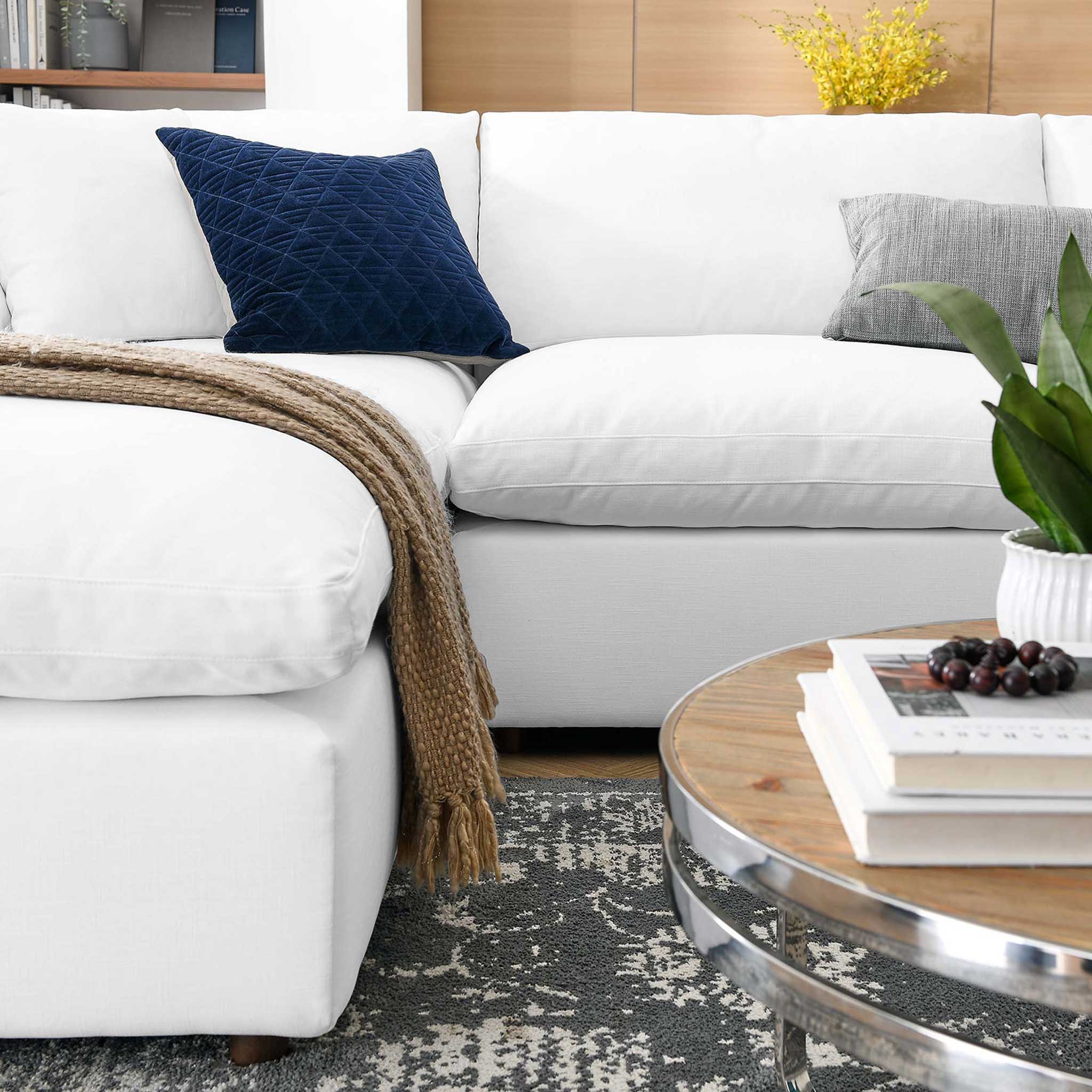 Carmen 6 Piece Modular Sofa with Ottomans Pure White - Image 11