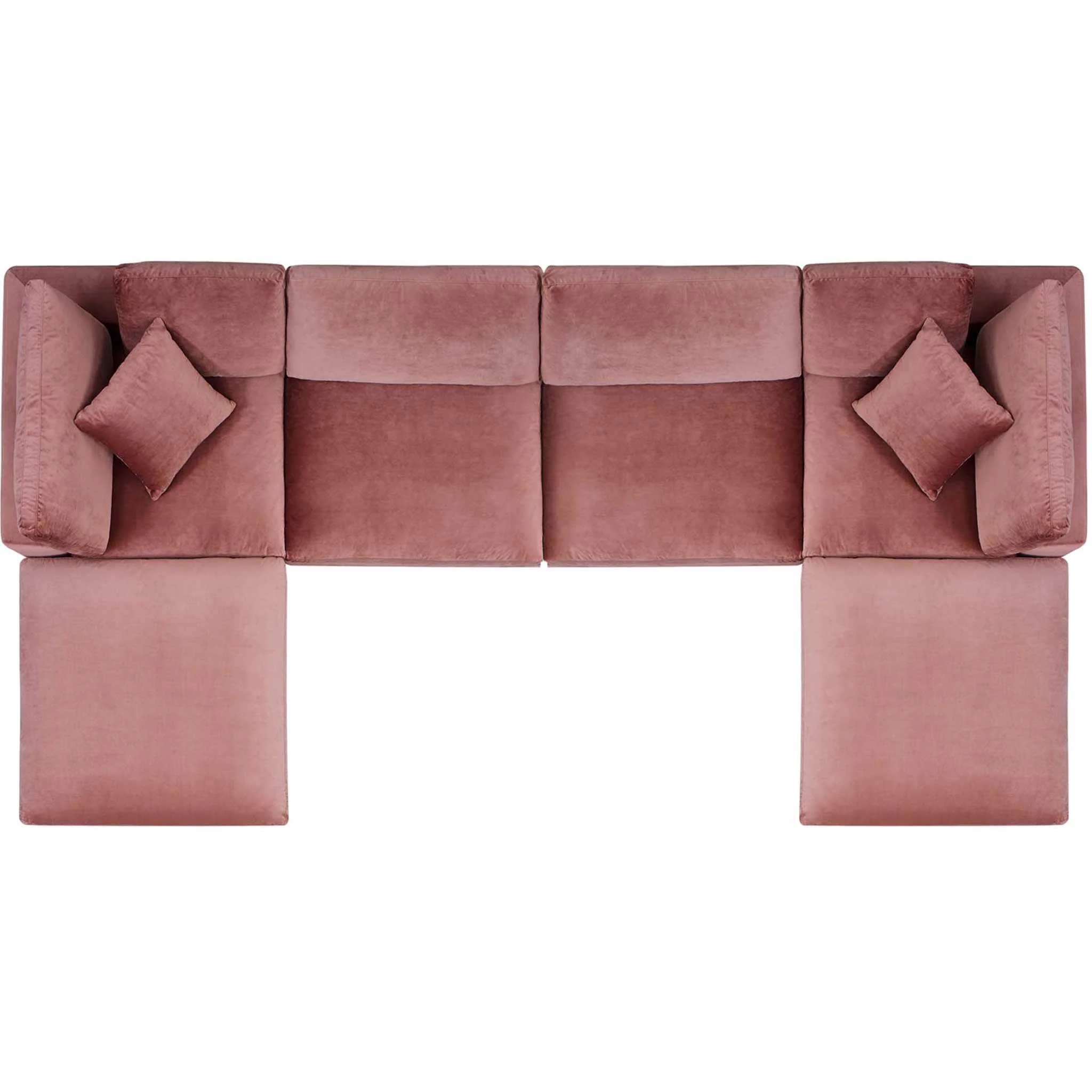 Carmen 6 Piece Modular Velvet Sofa with Ottomans Dusty Rose - Image 2