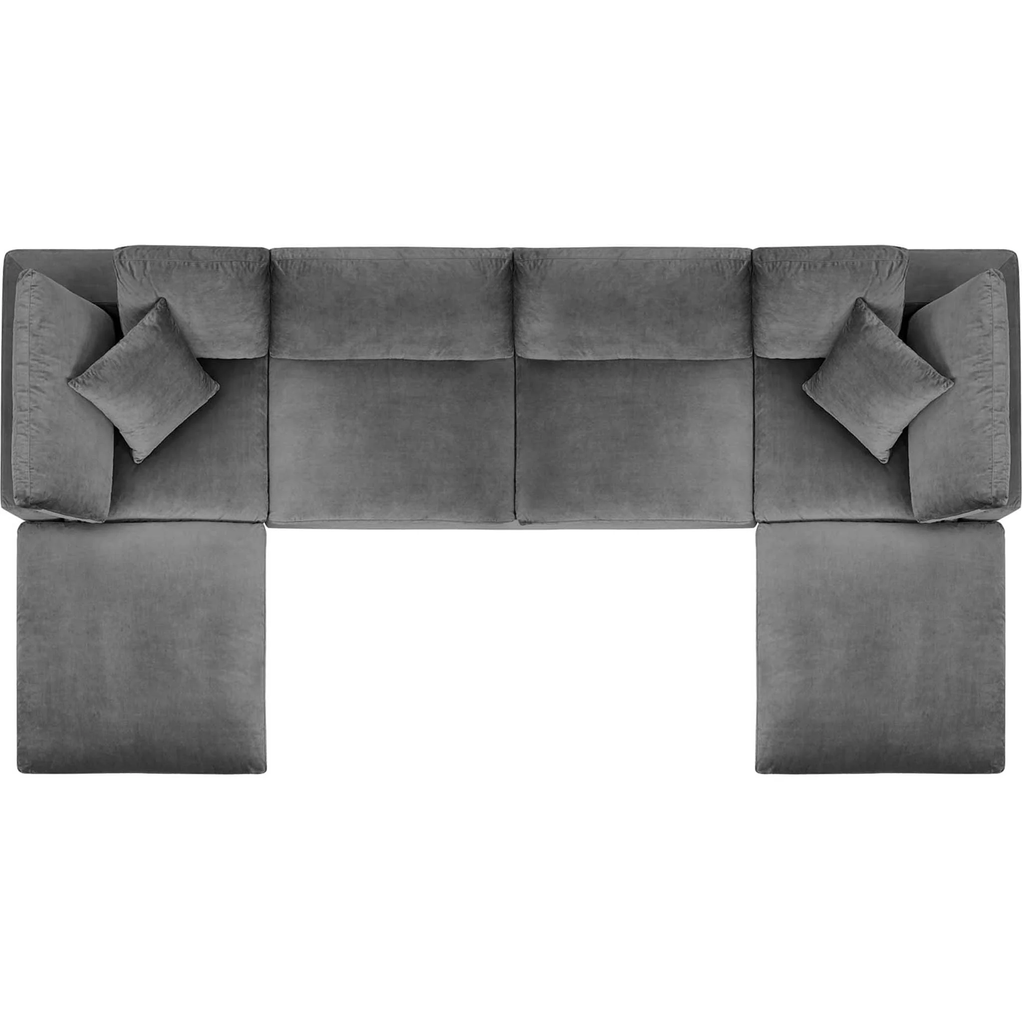 Carmen 6 Piece Modular Velvet Sofa with Ottomans Gray - Image 2