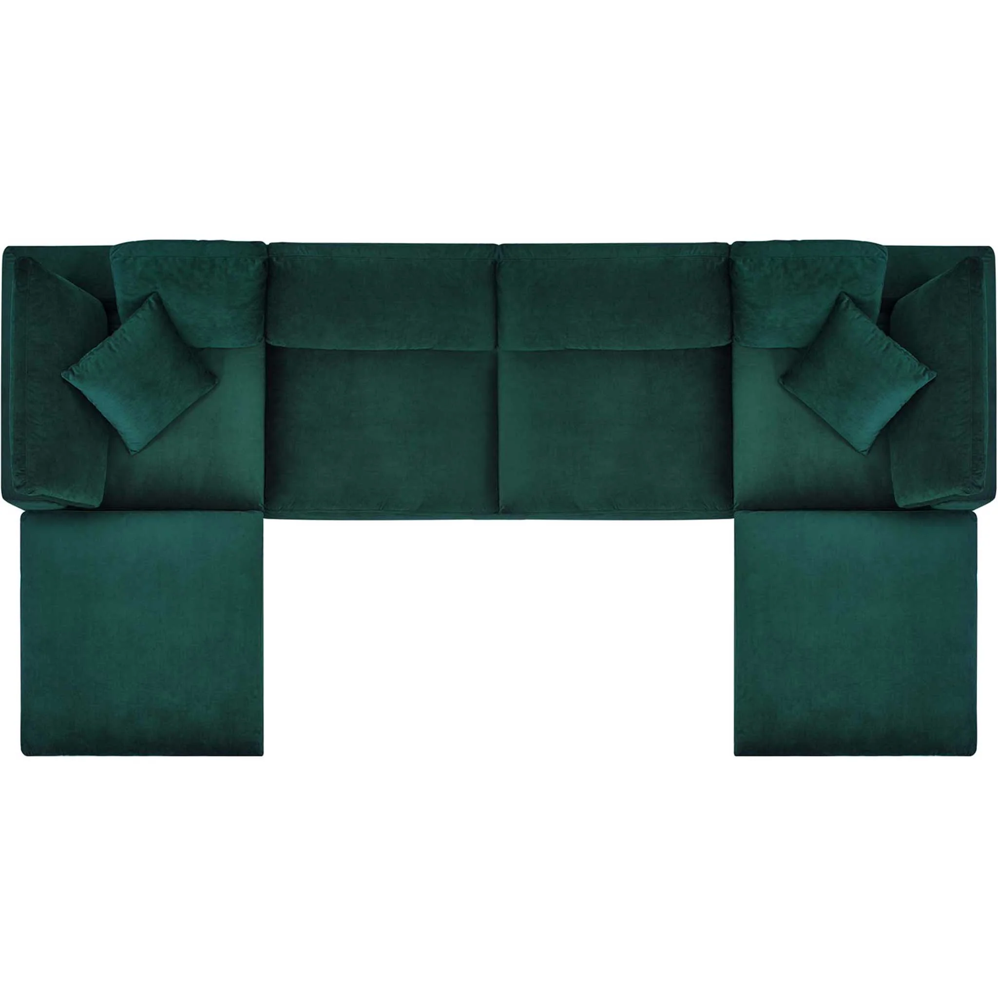 Carmen 6 Piece Modular Velvet Sofa with Ottomans Green - Image 2