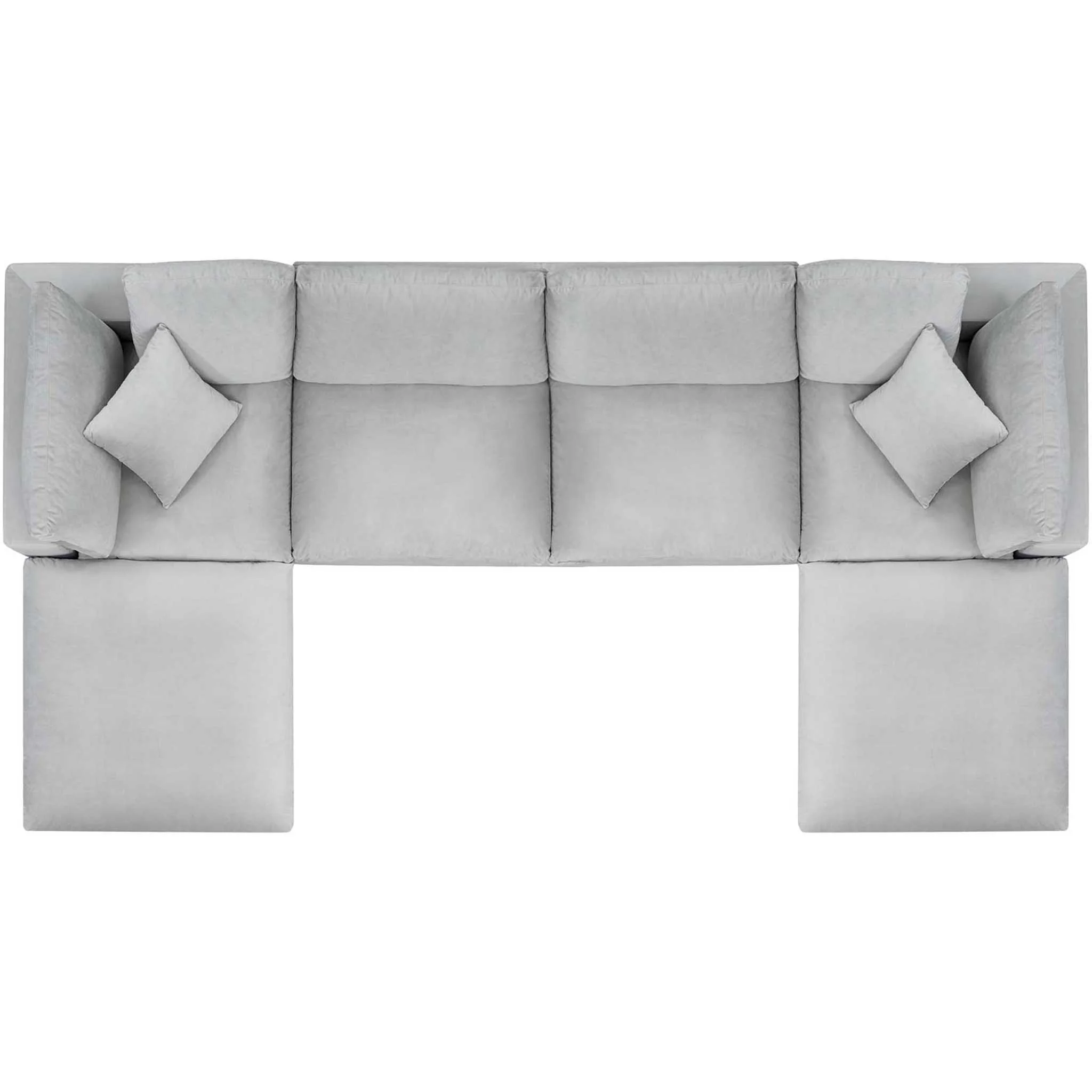 Carmen 6 Piece Modular Velvet Sofa with Ottomans Light Gray - Image 2