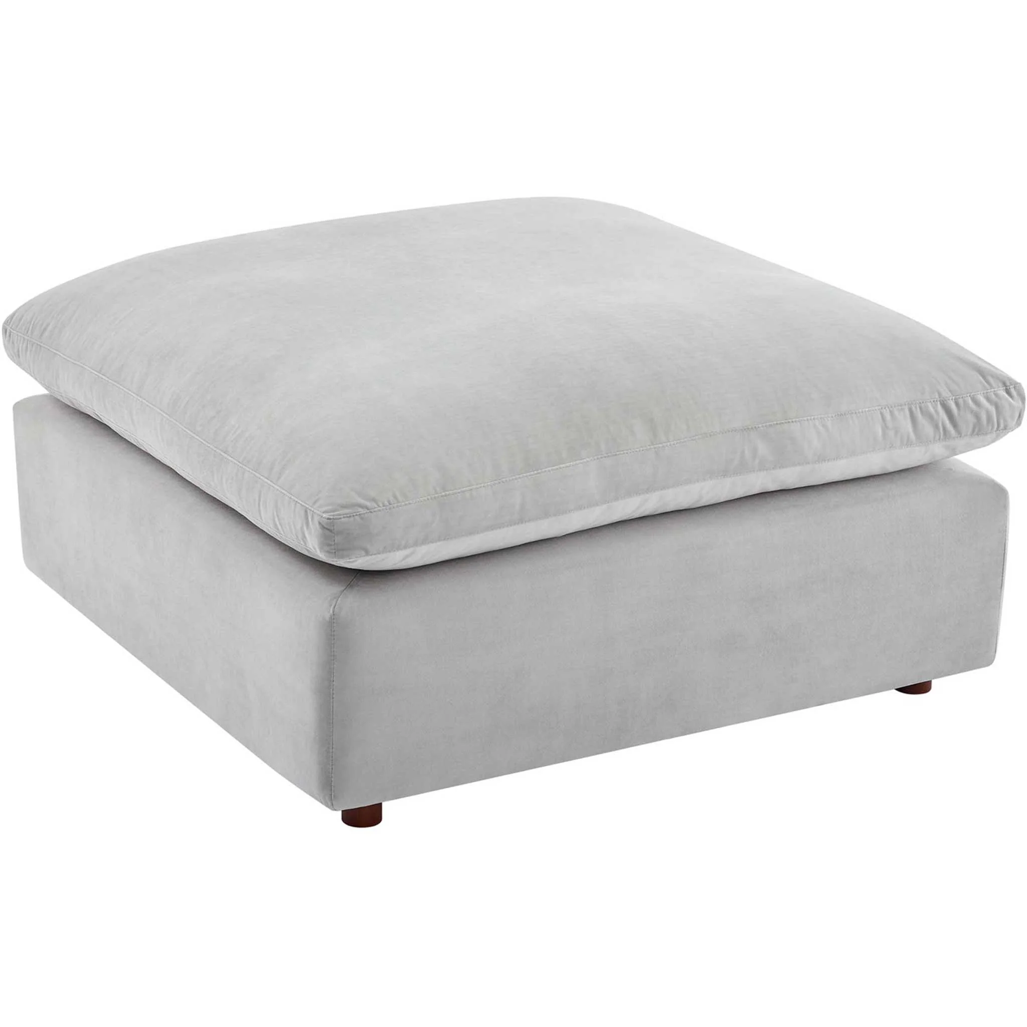 Carmen 6 Piece Modular Velvet Sofa with Ottomans Light Gray - Image 8