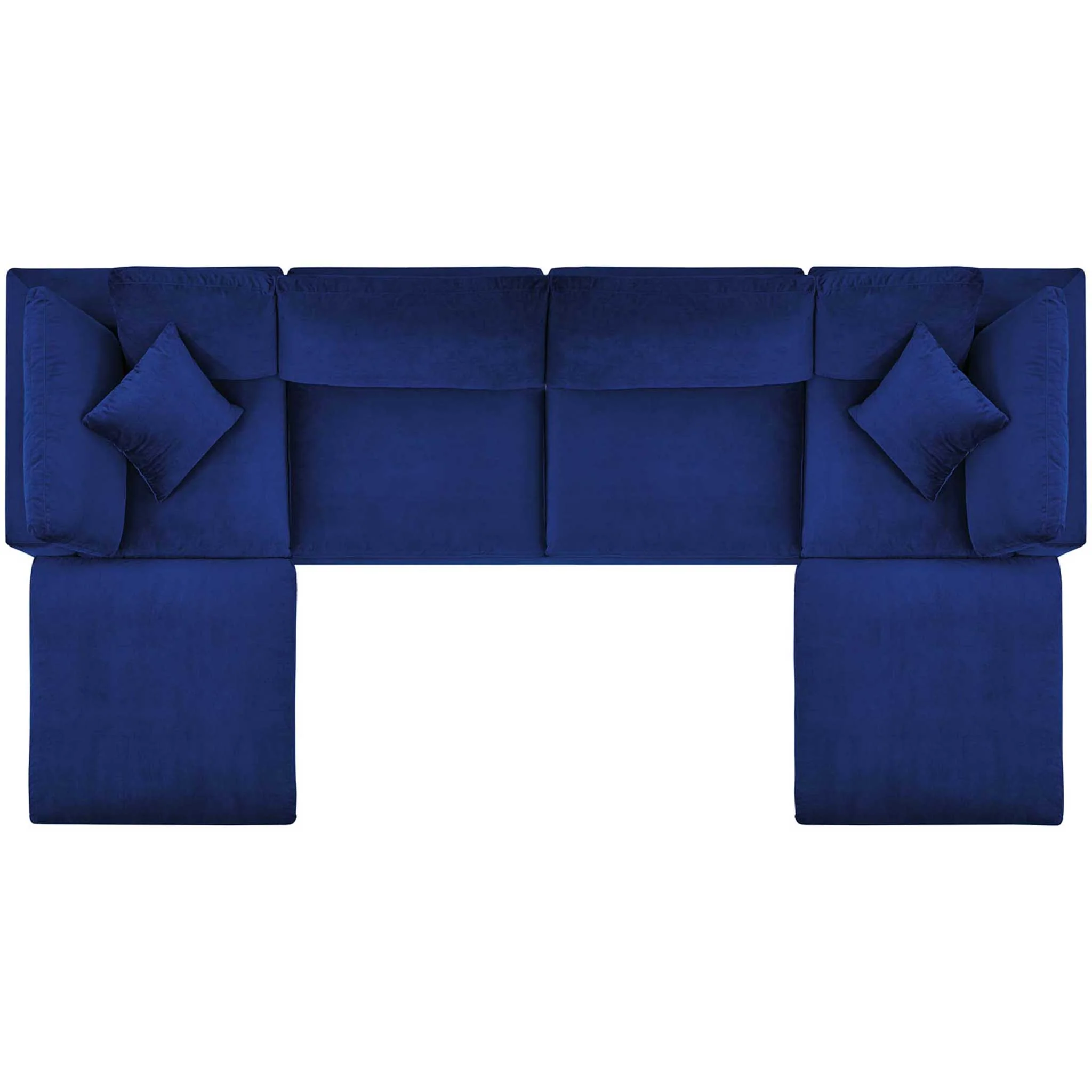 Carmen 6 Piece Modular Velvet Sofa with Ottomans Navy - Image 2