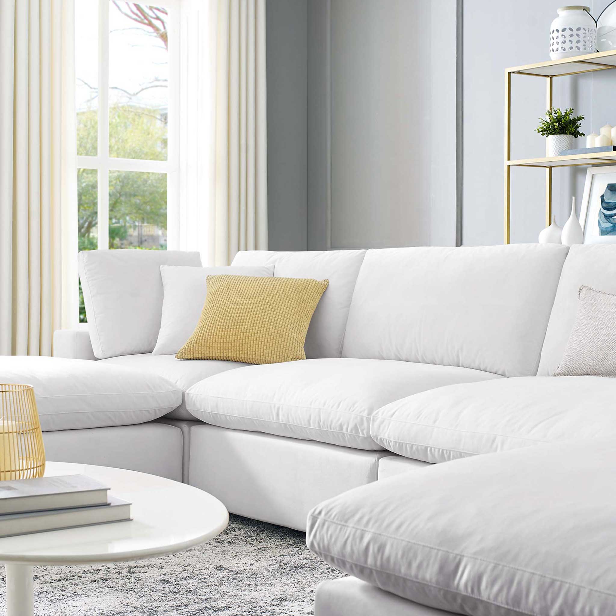 Carmen 6 Piece Modular Velvet Sofa with Ottomans White - Image 10