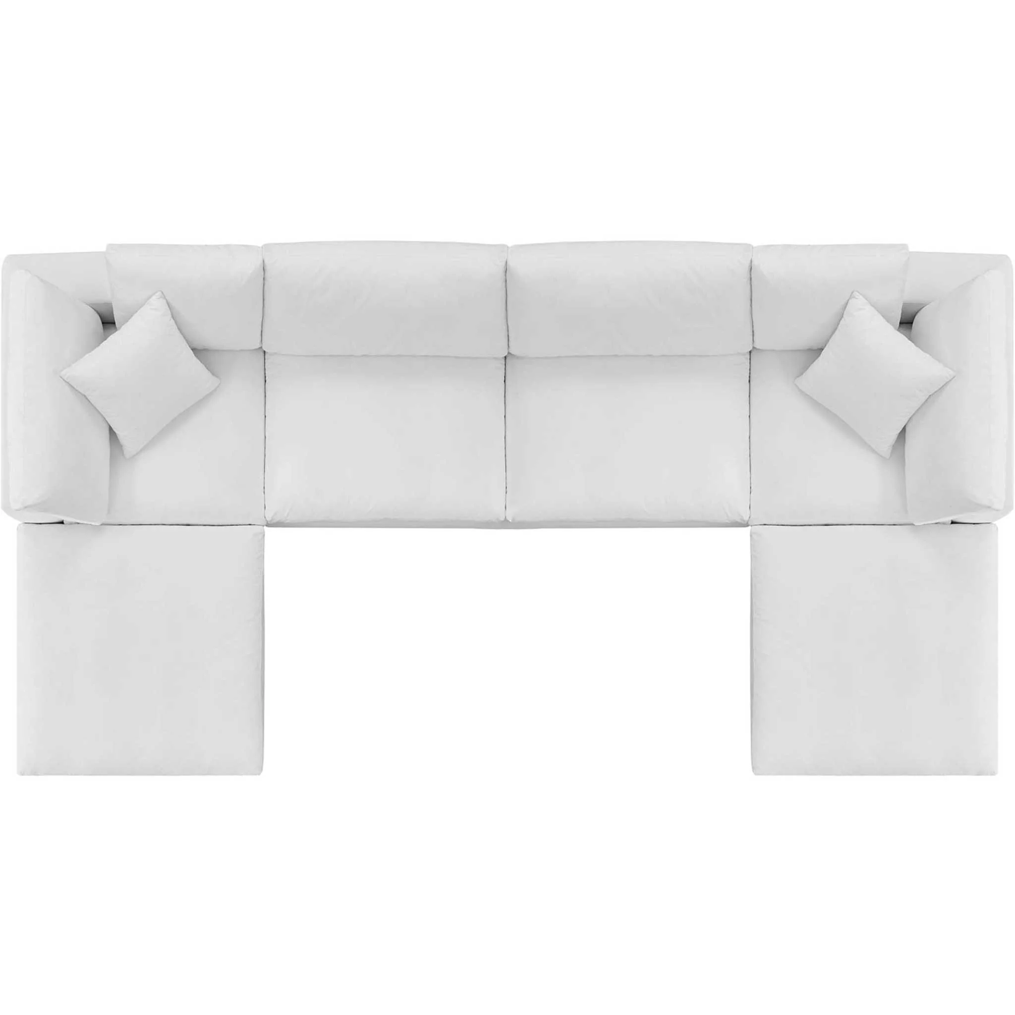 Carmen 6 Piece Modular Velvet Sofa with Ottomans White - Image 2