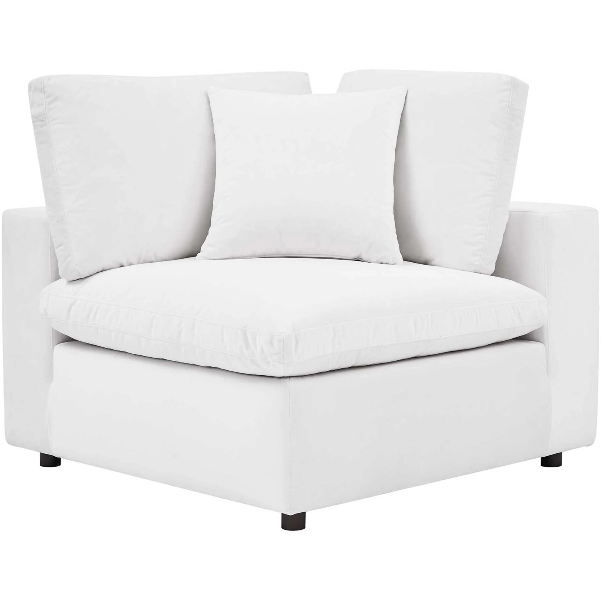 Carmen 6 Piece Modular Velvet Sofa with Ottomans White - Image 3