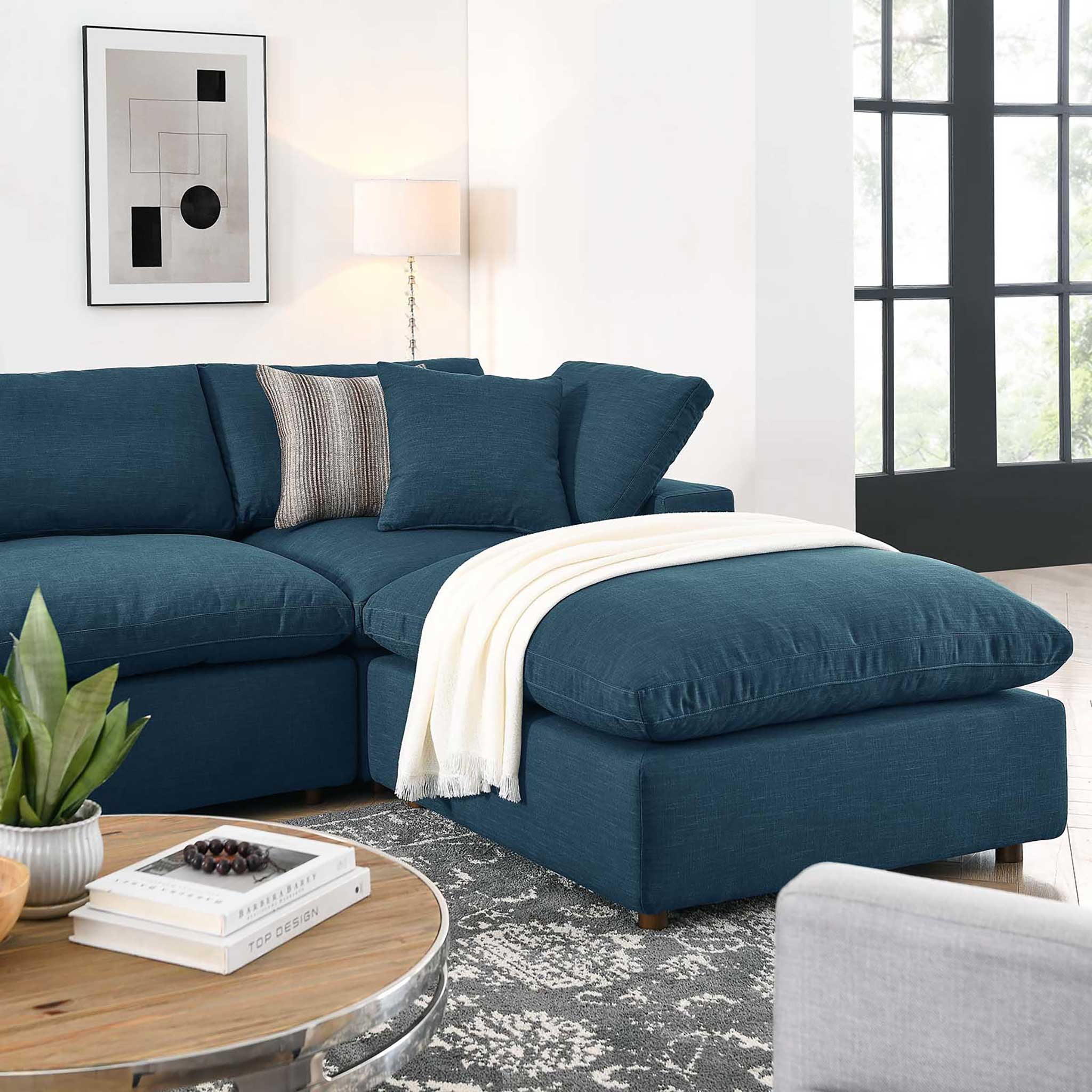Carmen 7 Piece Modular Sofa with Ottoman Azure - Image 10