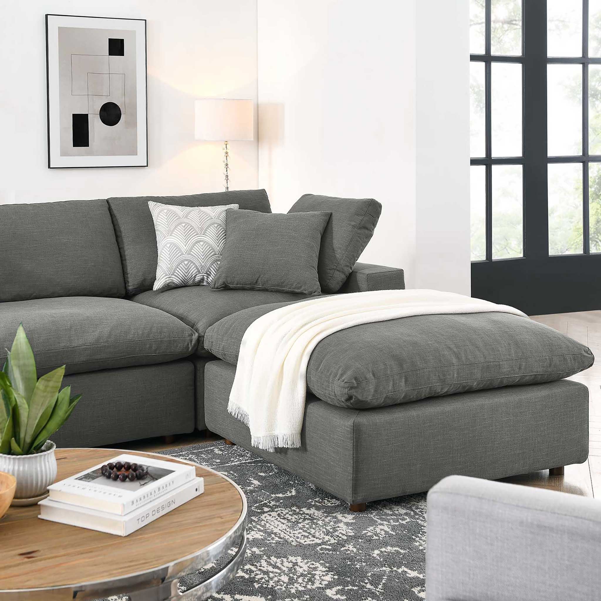 Carmen 7 Piece Modular Sofa with Ottoman Gray - Image 10