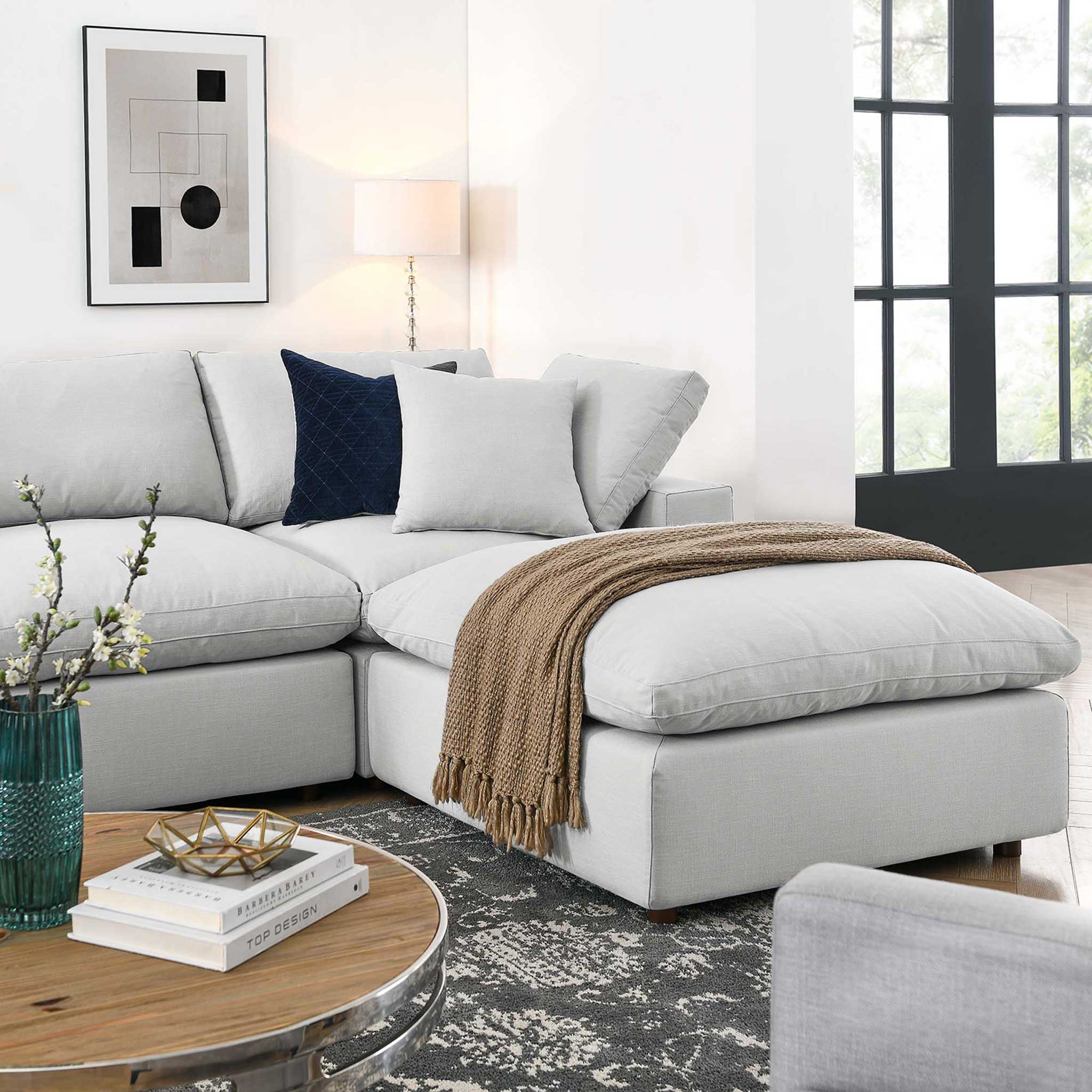 Carmen 7 Piece Modular Sofa with Ottoman Light Gray - Image 10