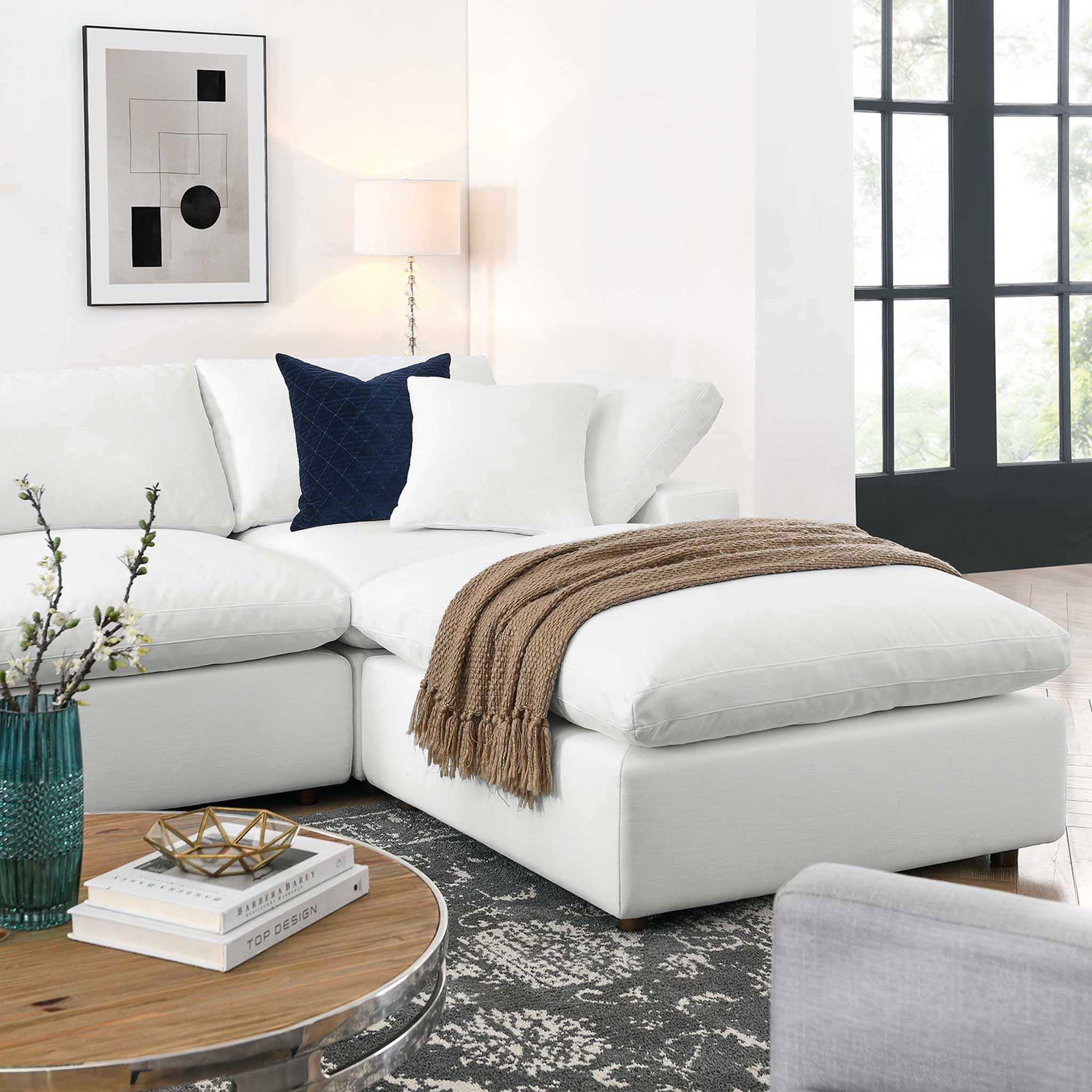 Carmen 7 Piece Modular Sofa with Ottoman Pure White - Image 10