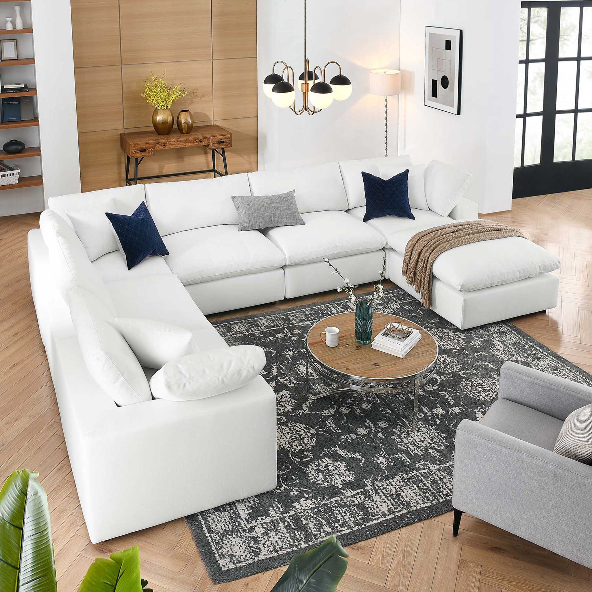 Carmen 7 Piece Modular Sofa with Ottoman Pure White - Image 9