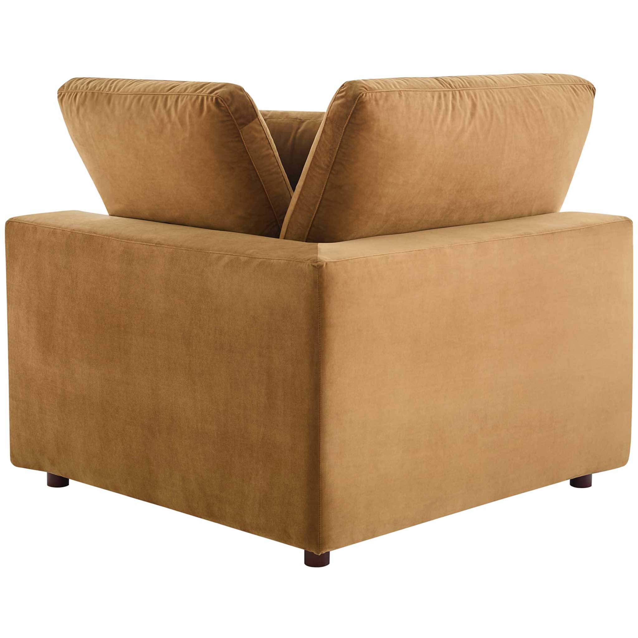 Carmen 7 Piece Modular Velvet Sofa with Ottoman Cognac - Image 4