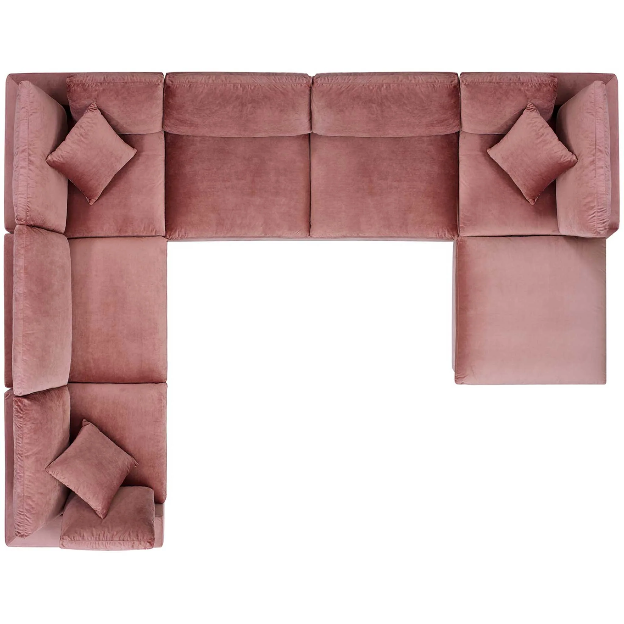 Carmen 7 Piece Modular Velvet Sofa with Ottoman Dusty Rose - Image 2