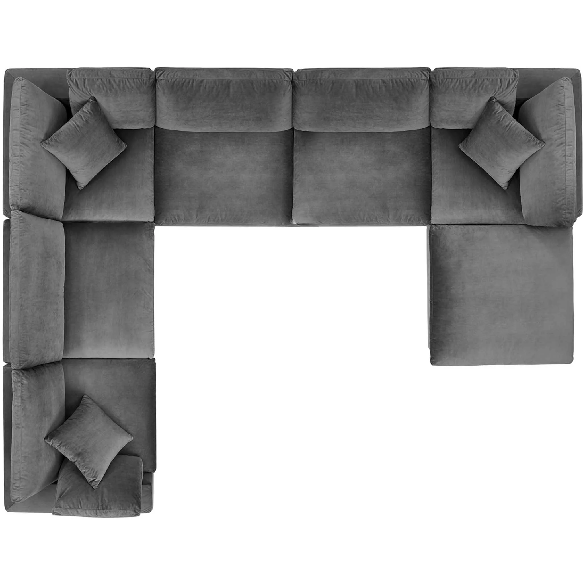 Carmen 7 Piece Modular Velvet Sofa with Ottoman Gray - Image 2