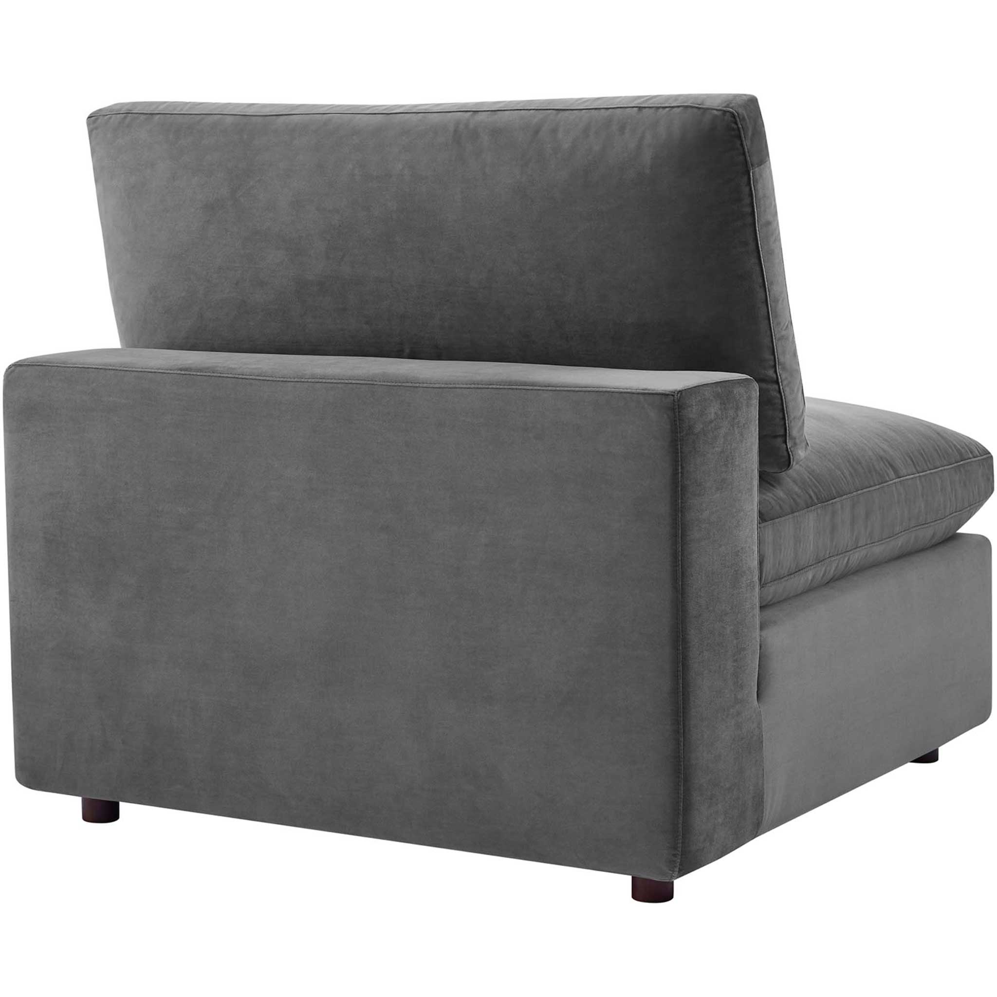 Carmen 7 Piece Modular Velvet Sofa with Ottoman Gray - Image 6