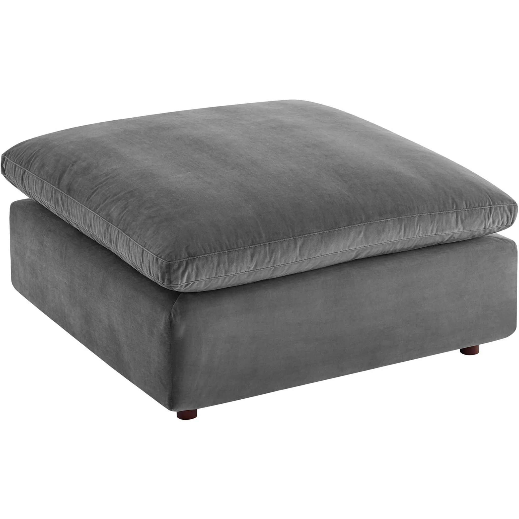 Carmen 7 Piece Modular Velvet Sofa with Ottoman Gray - Image 7