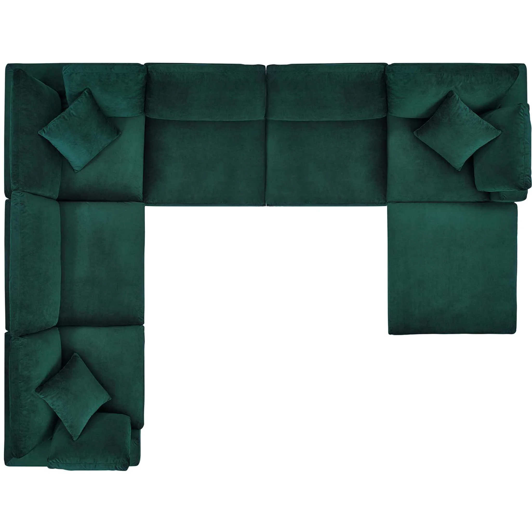 Carmen 7 Piece Modular Velvet Sofa with Ottoman Green - Image 2