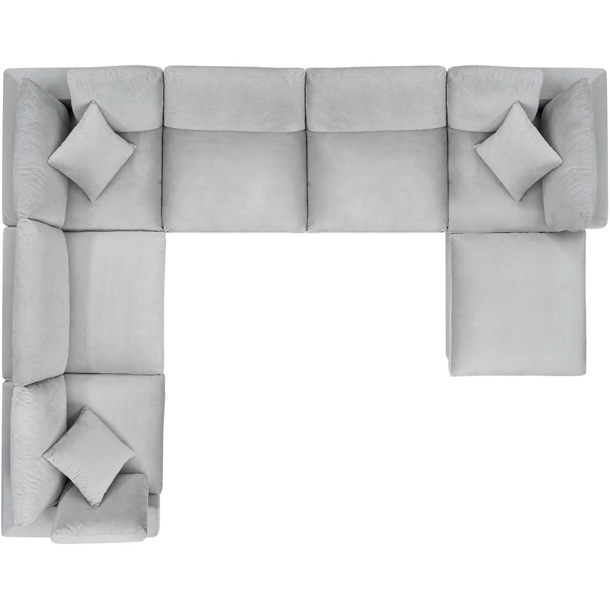 Carmen 7 Piece Modular Velvet Sofa with Ottoman Light Gray - Image 2