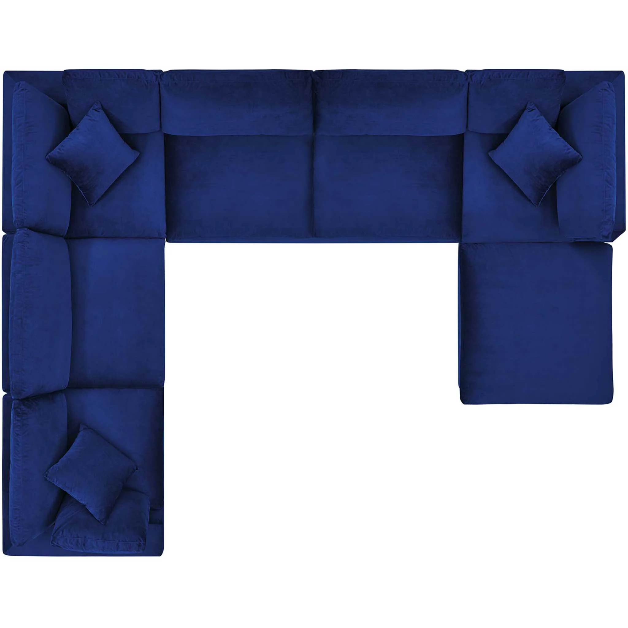 Carmen 7 Piece Modular Velvet Sofa with Ottoman Navy - Image 2