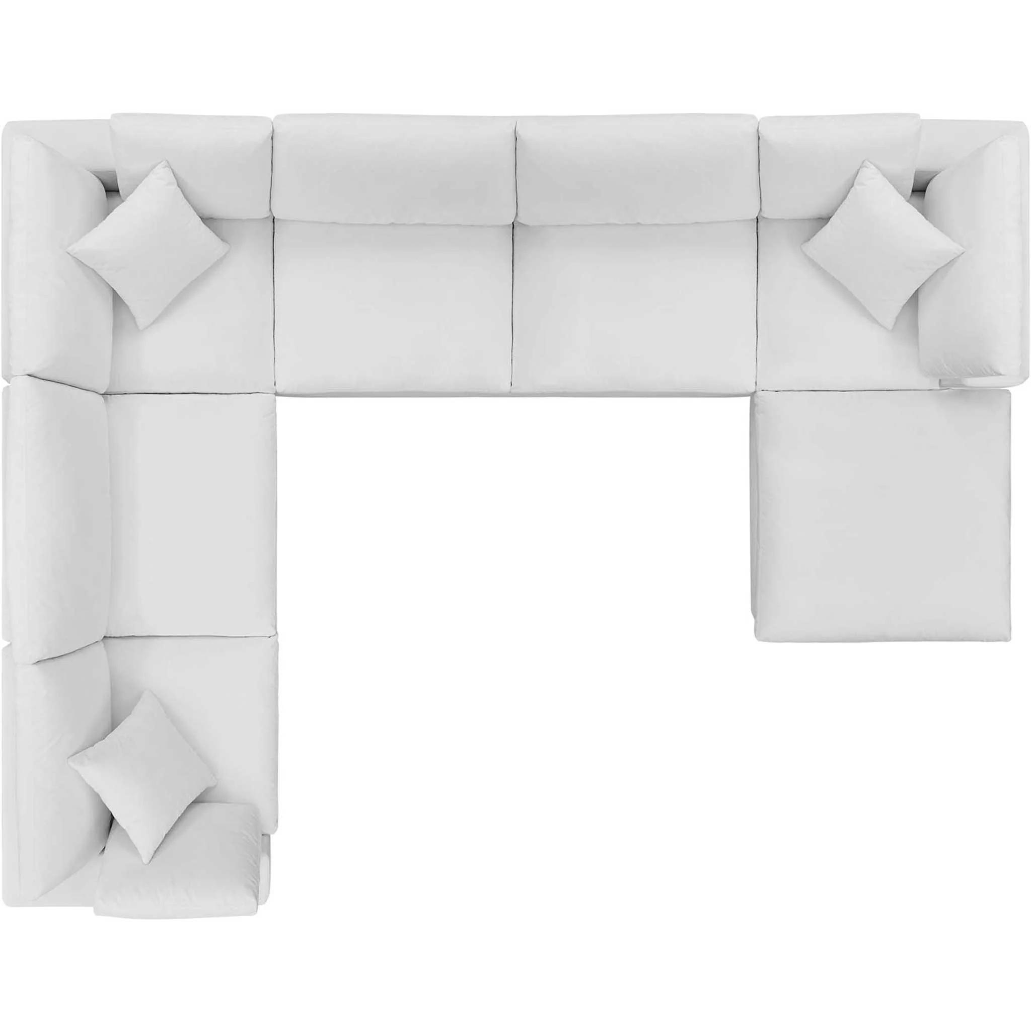 Carmen 7 Piece Modular Velvet Sofa with Ottoman White - Image 2