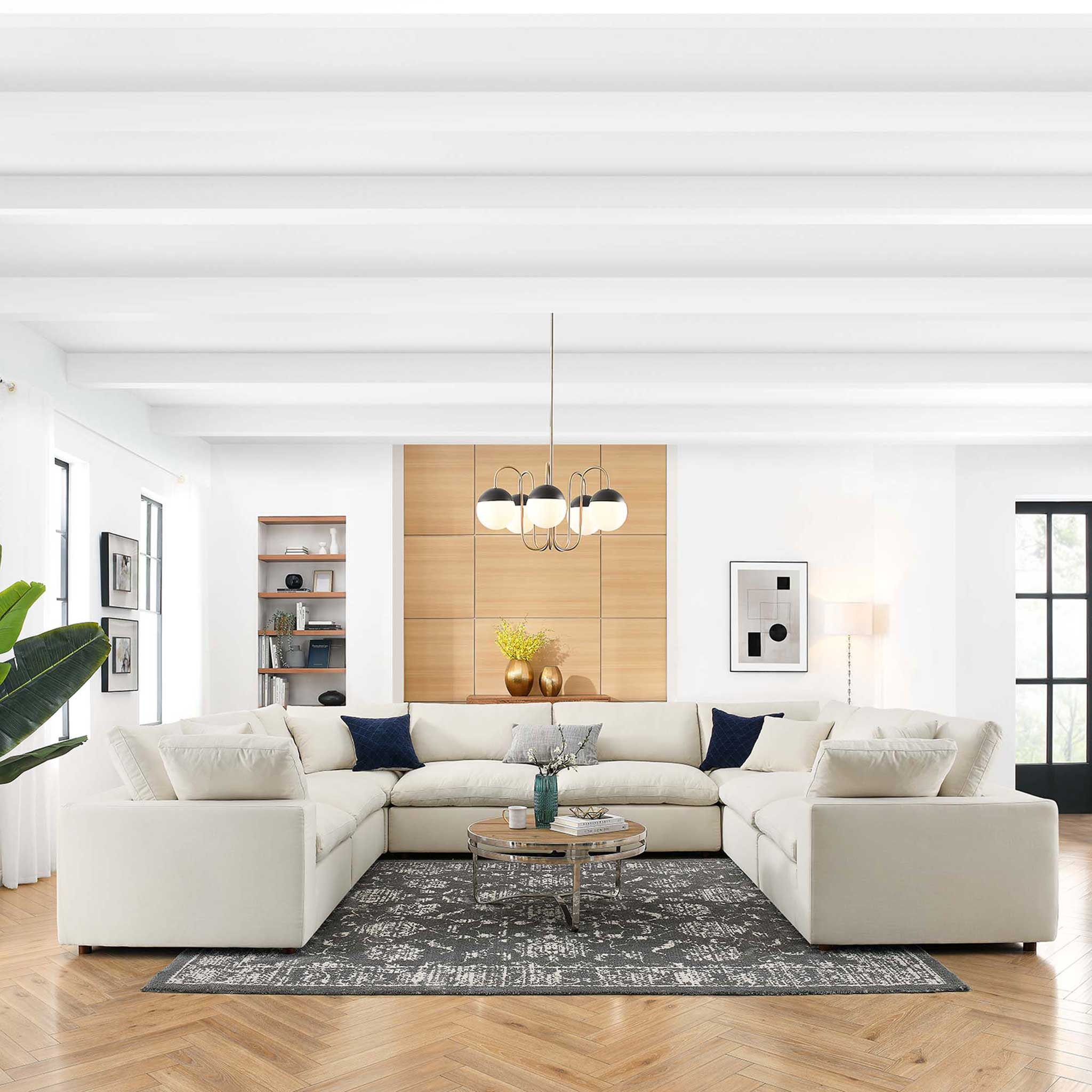 Carmen 8 Piece Modular Sectional Sofa Light Beige - Image 9