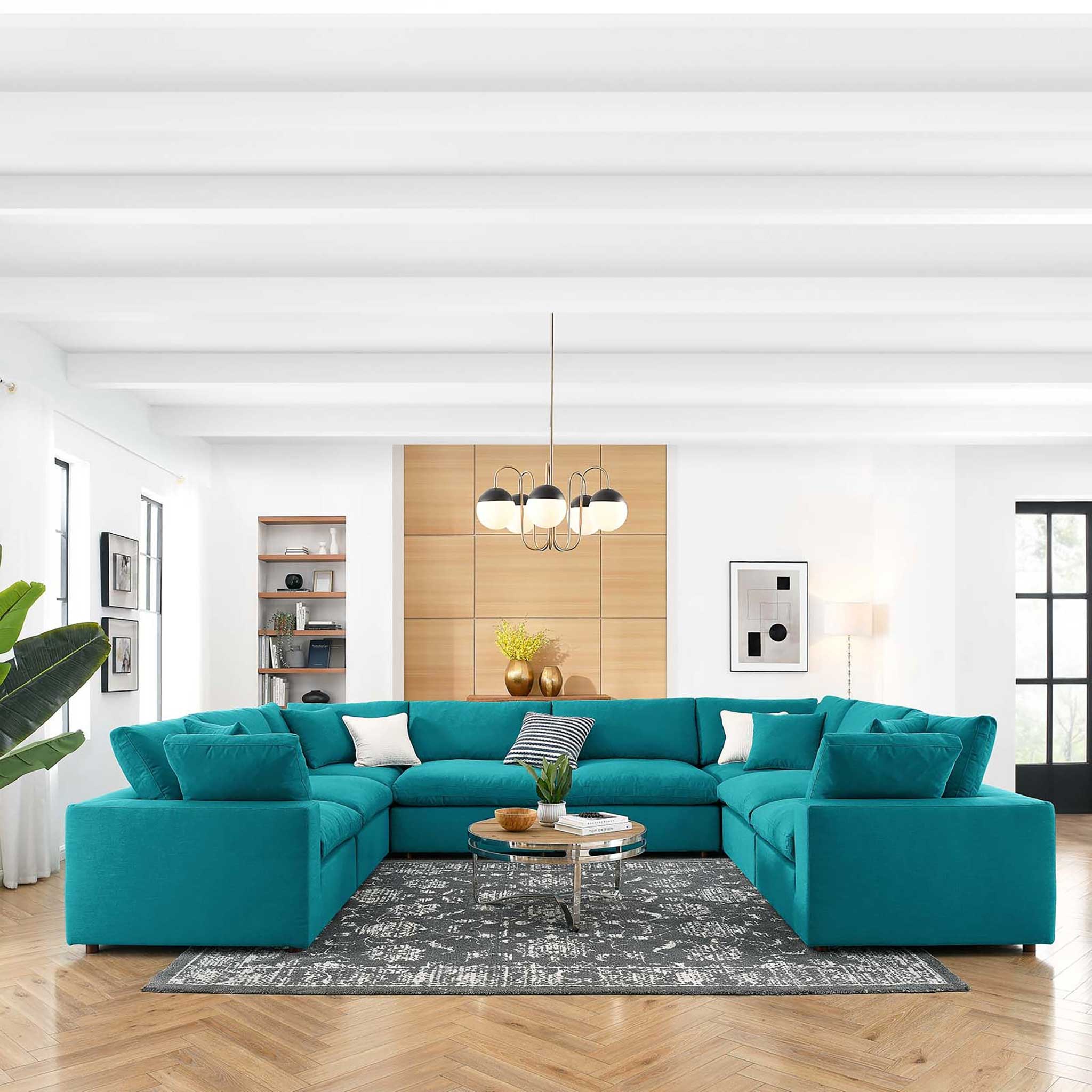 Carmen 8 Piece Modular Sectional Sofa Teal - Image 9