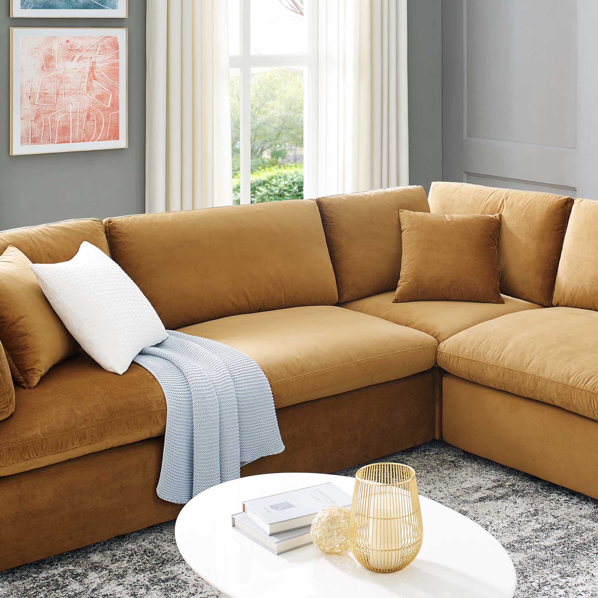 Carmen 8 Piece Modular Sectional Velvet Sofa Cognac - Image 9