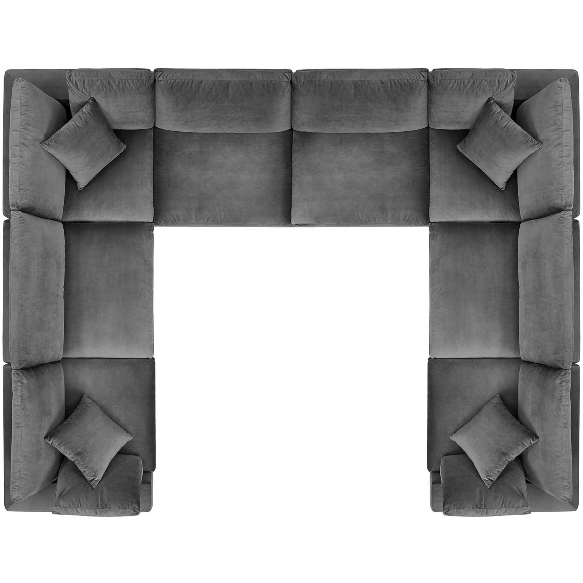 Carmen 8 Piece Modular Sectional Velvet Sofa Gray - Image 2