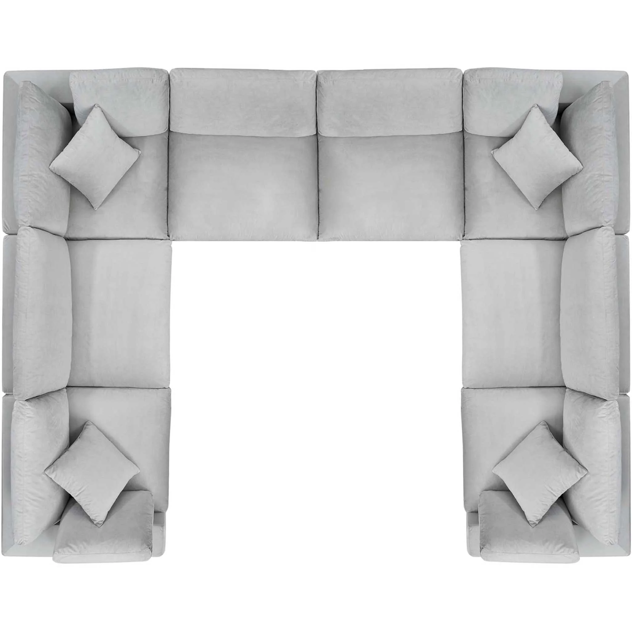 Carmen 8 Piece Modular Sectional Velvet Sofa Light Gray - Image 2