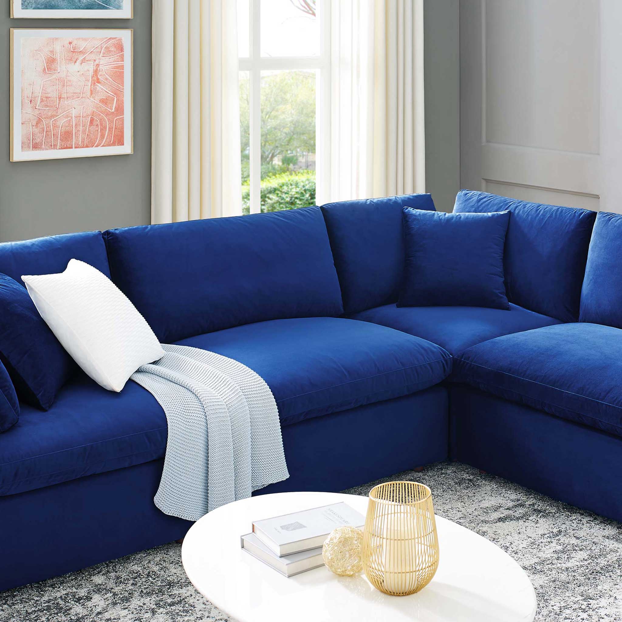 Carmen 8 Piece Modular Sectional Velvet Sofa Navy - Image 9