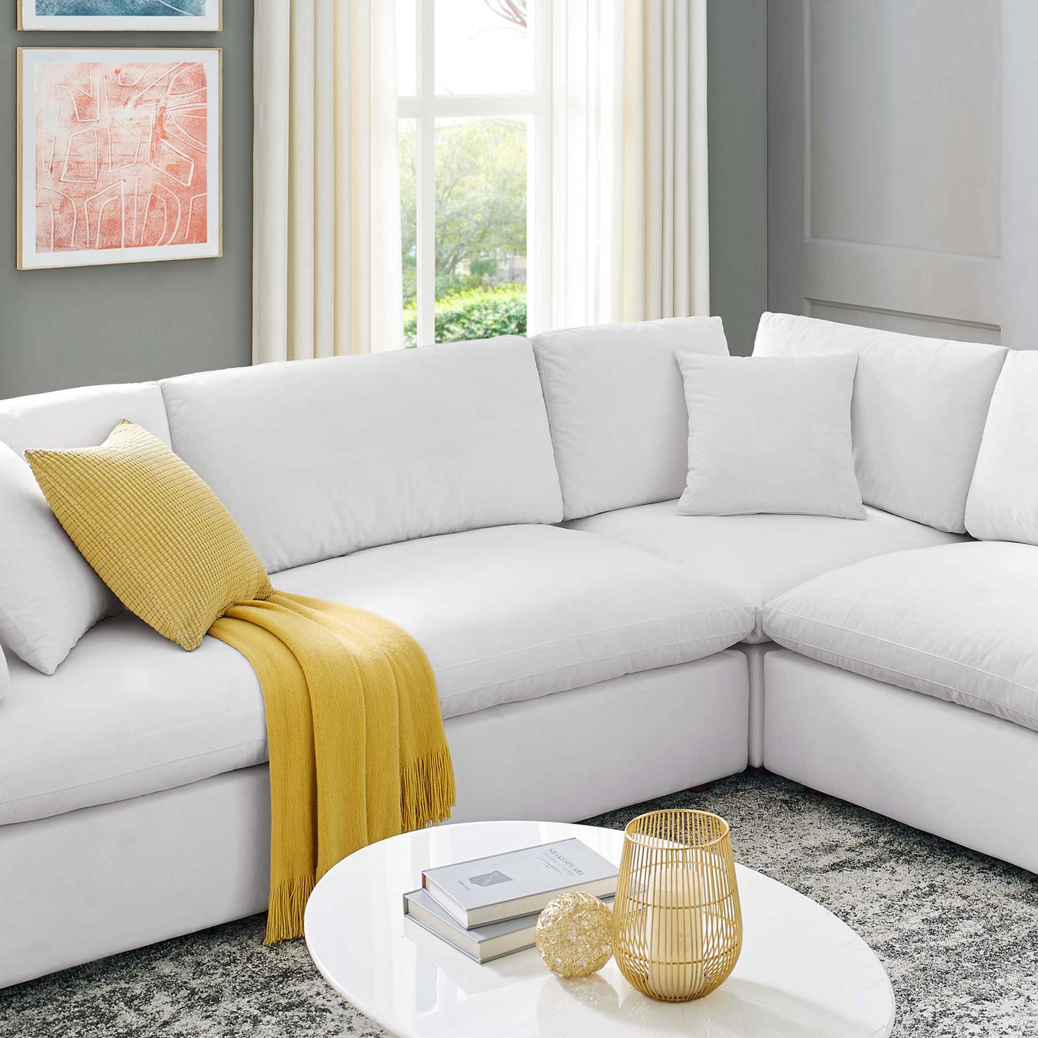 Carmen 8 Piece Modular Sectional Velvet Sofa White - Image 9