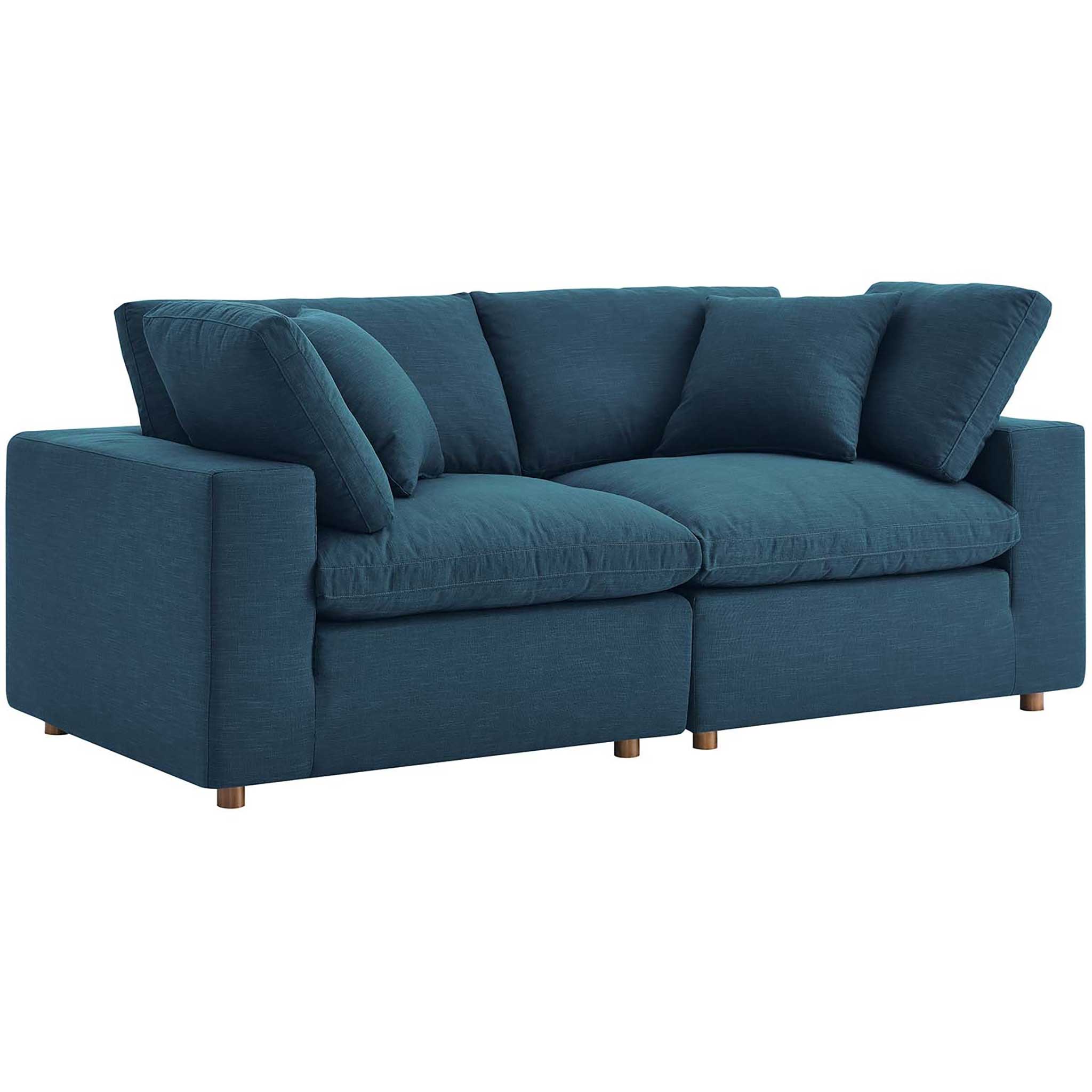 Carmen Down Filled Overstuffed Loveseat Azure - Image 2