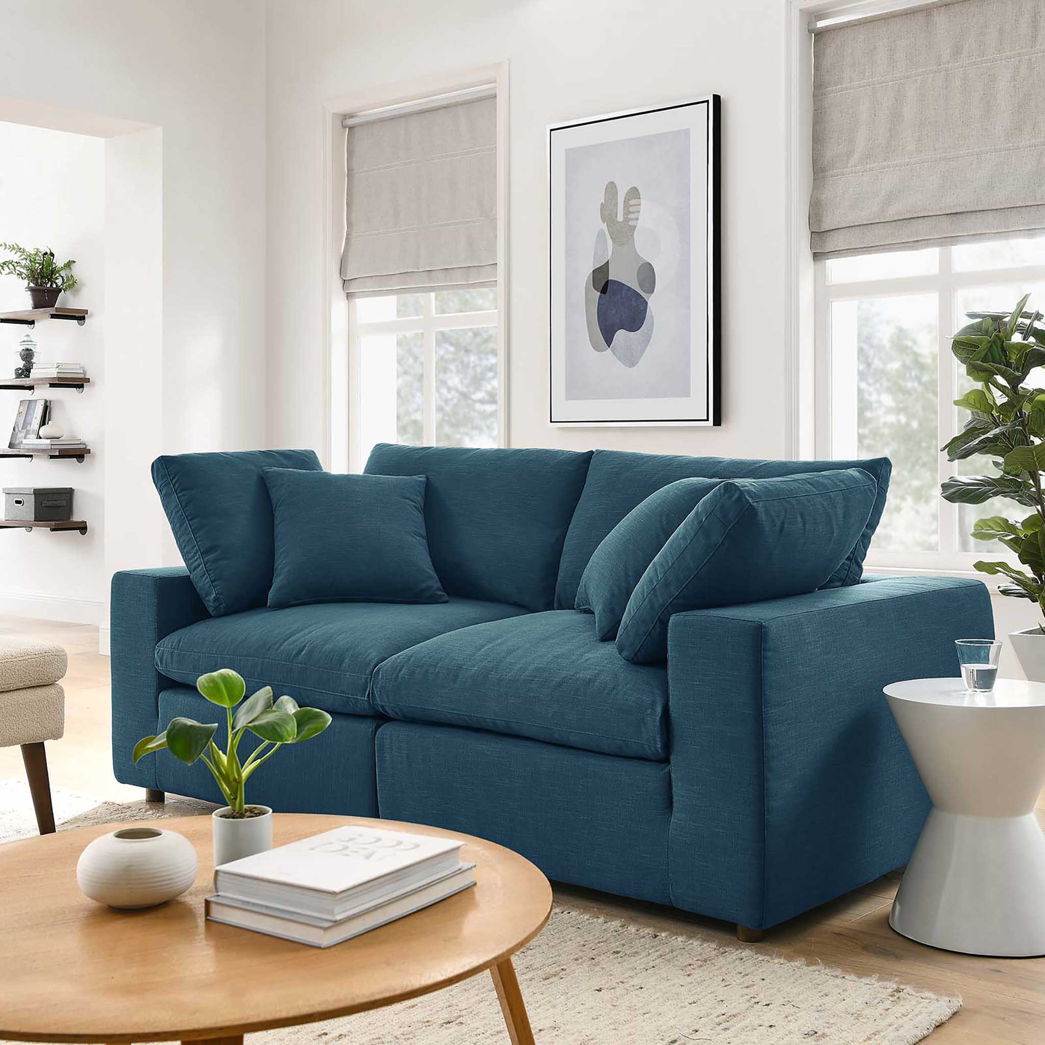 Carmen Down Filled Overstuffed Loveseat Azure - Image 8