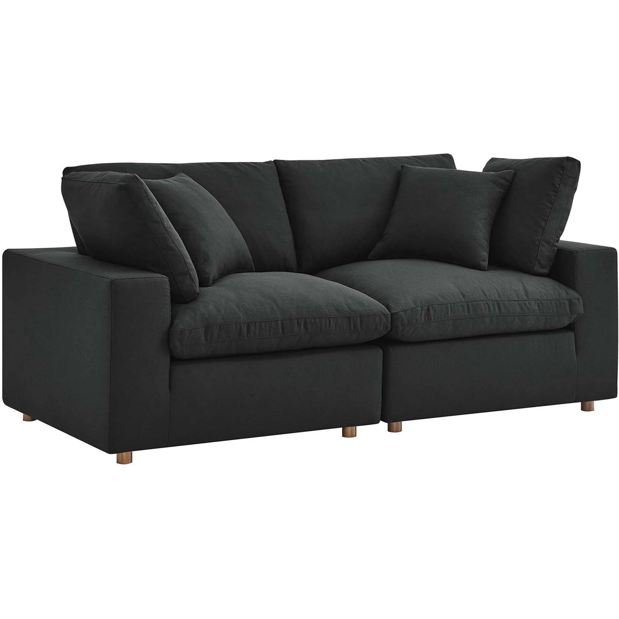Carmen Down Filled Overstuffed Loveseat Black - Image 2