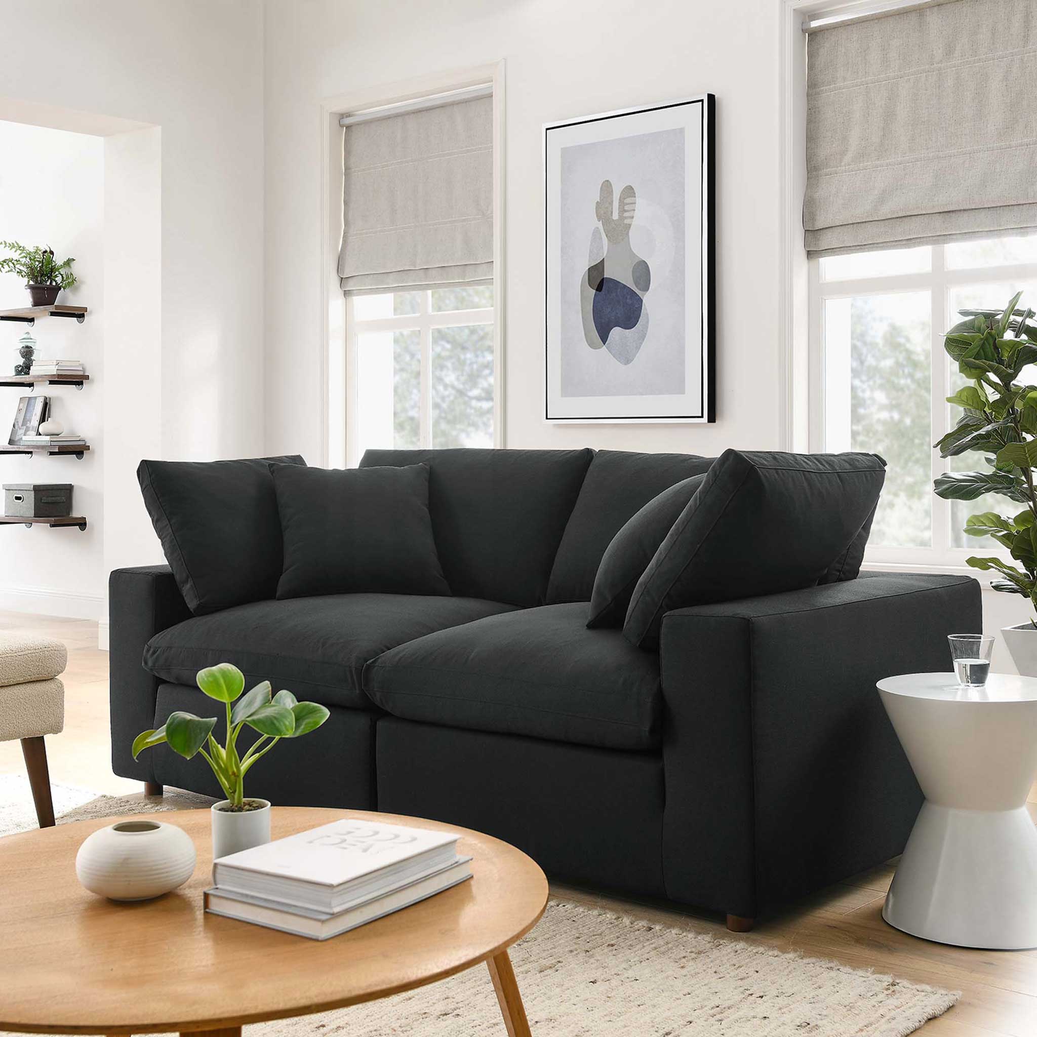 Carmen Down Filled Overstuffed Loveseat Black - Image 8