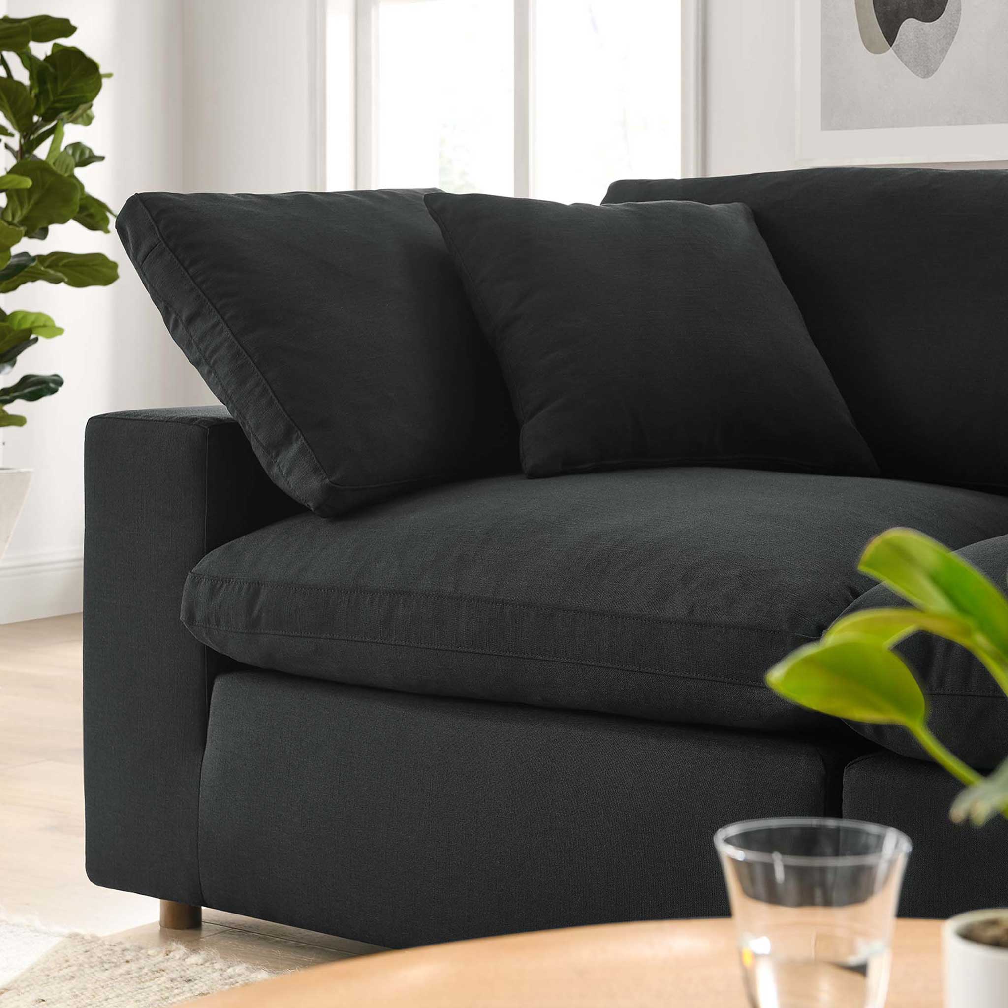 Carmen Down Filled Overstuffed Loveseat Black - Image 9