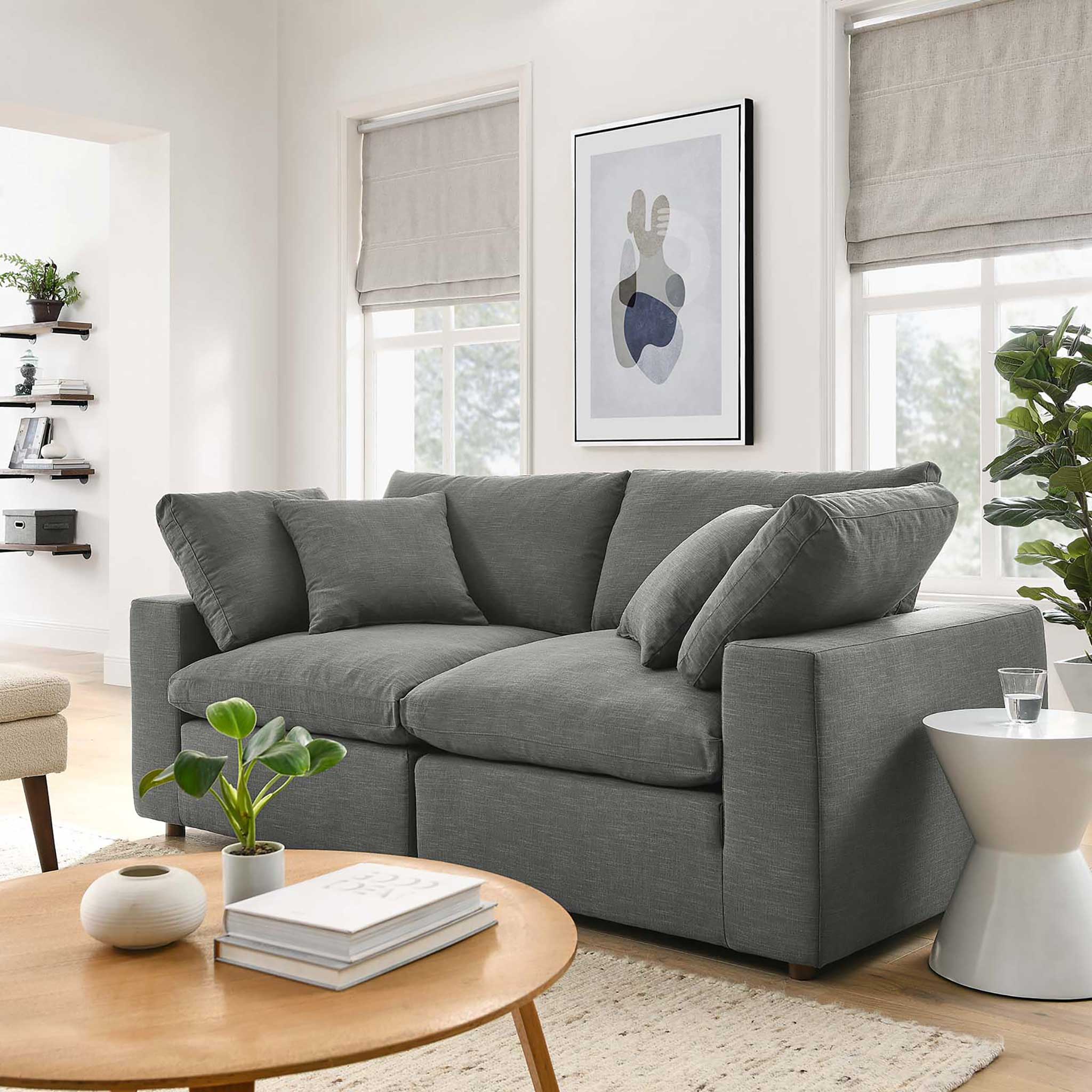 Carmen Down Filled Overstuffed Loveseat Gray - Image 8