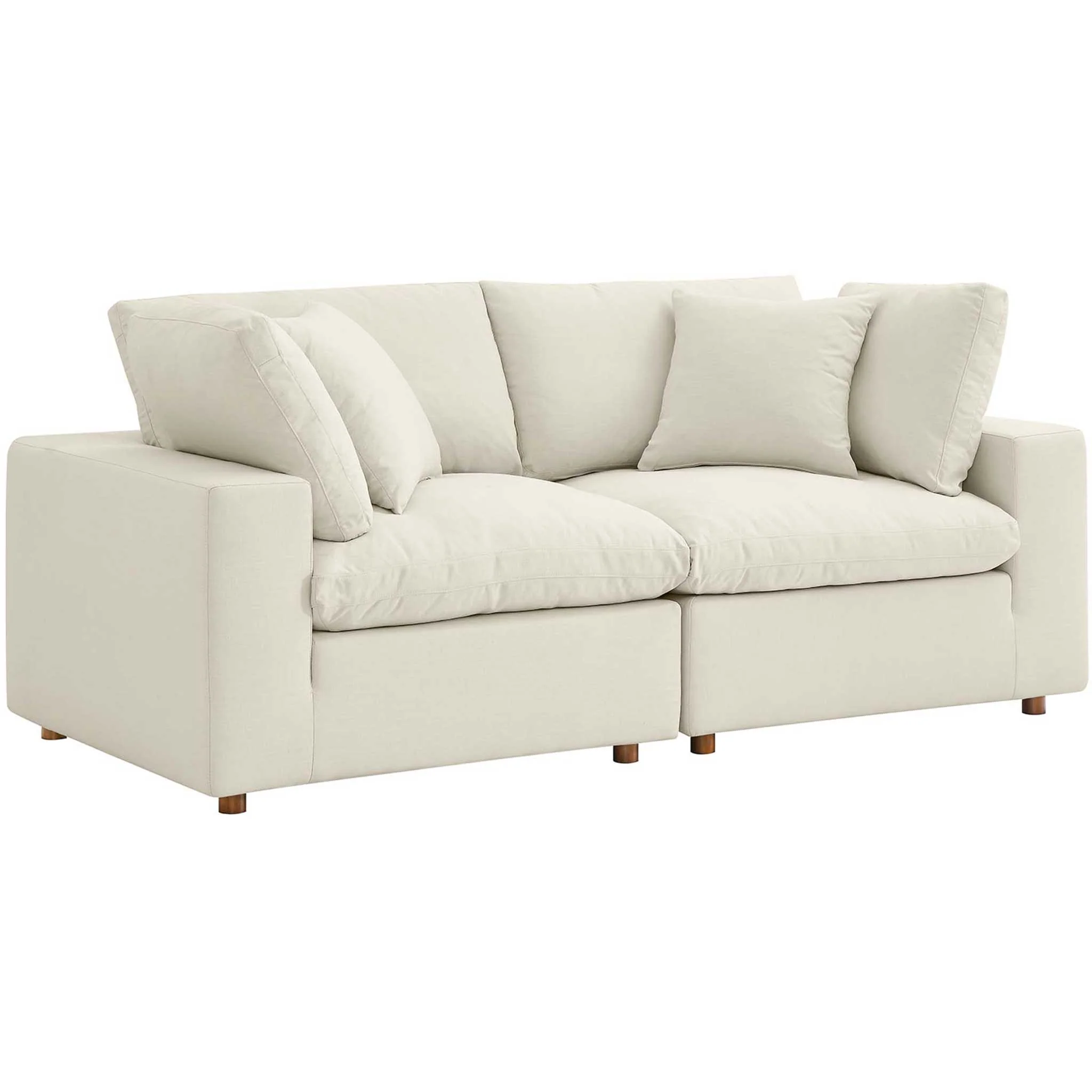 Carmen Down Filled Overstuffed Loveseat Light Beige - Image 3